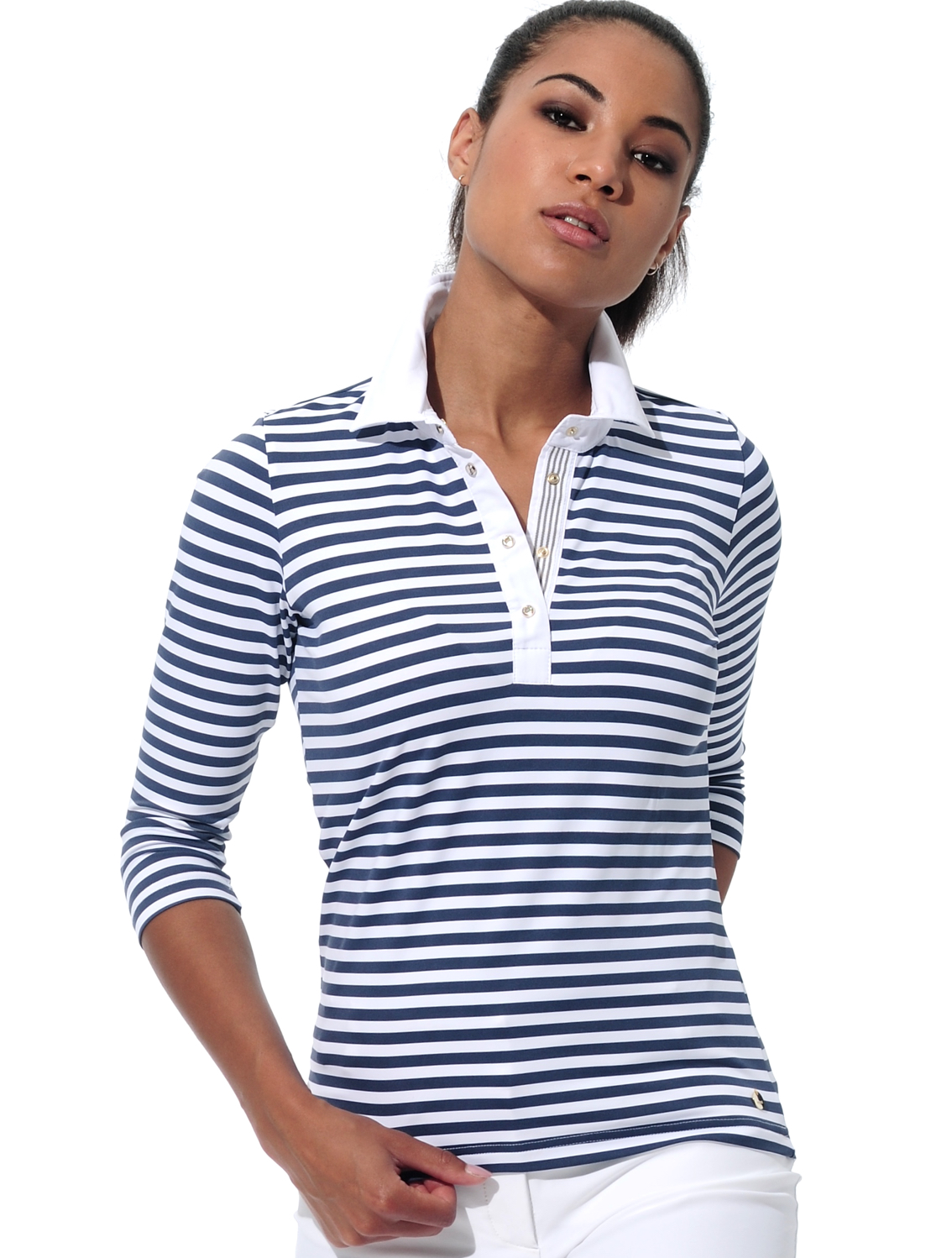 Striped Print Polo navy