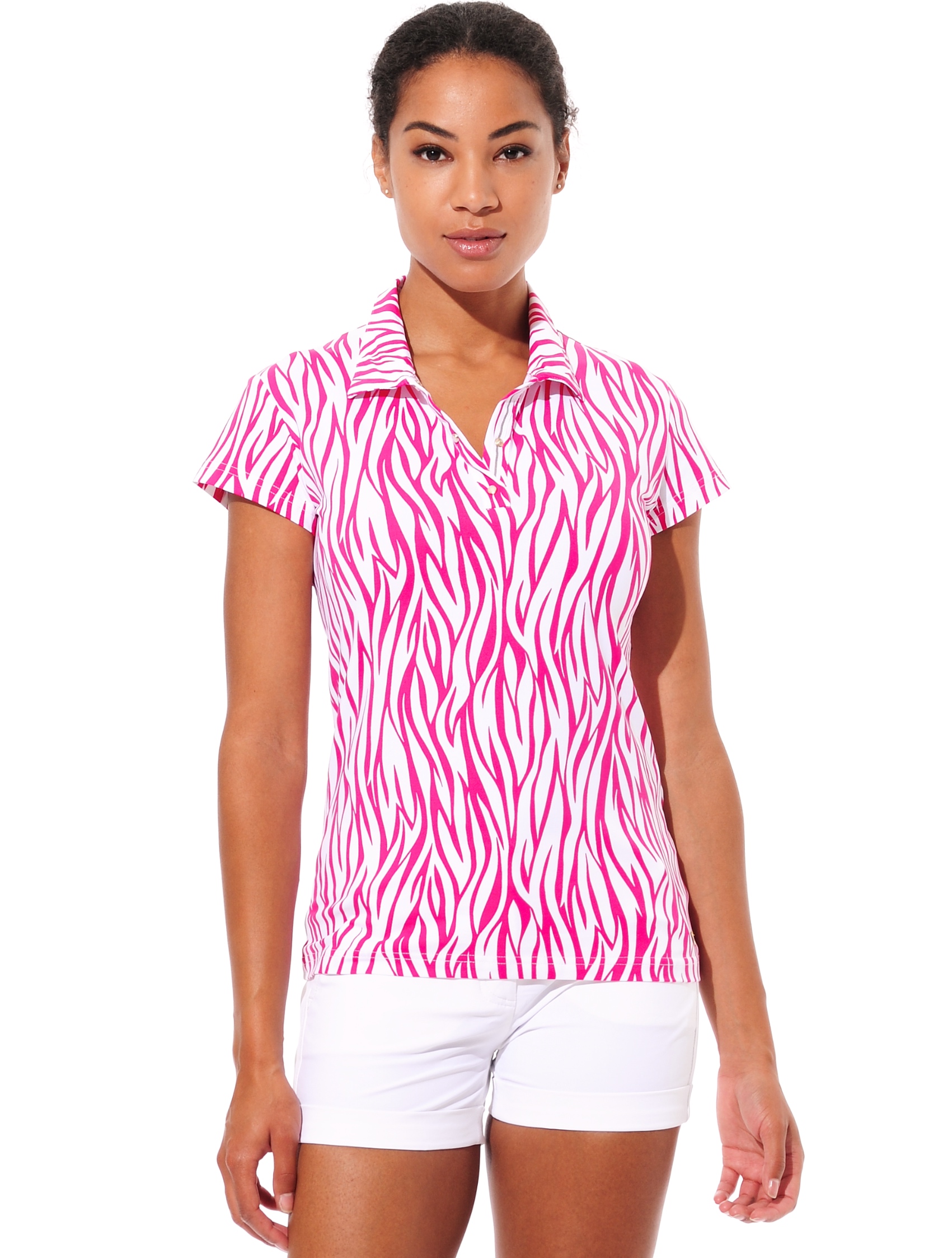 Zebra Skin print polo shirt flamingo 