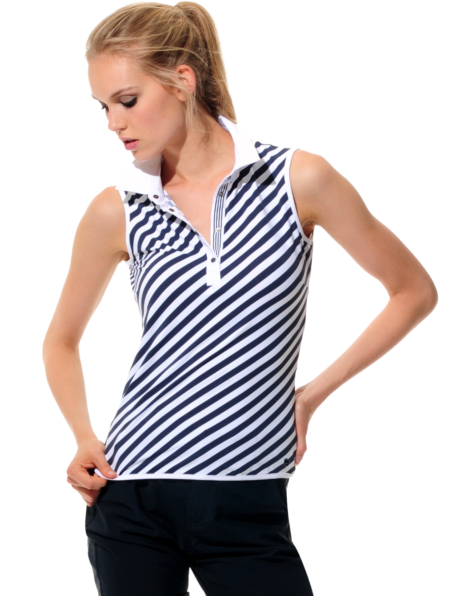 Diagonal Print Polo night blue