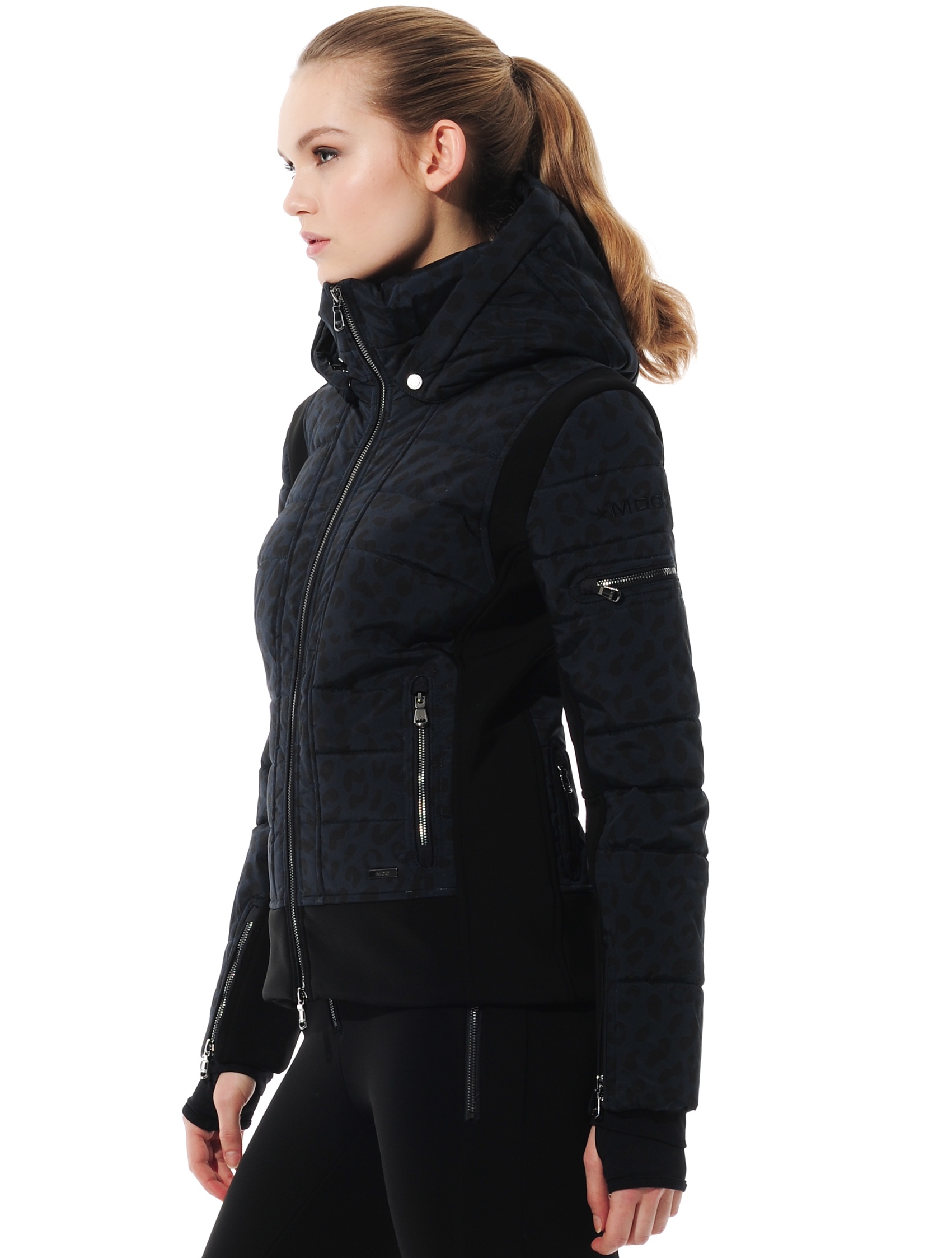 stretch print ski jacket navy/black 