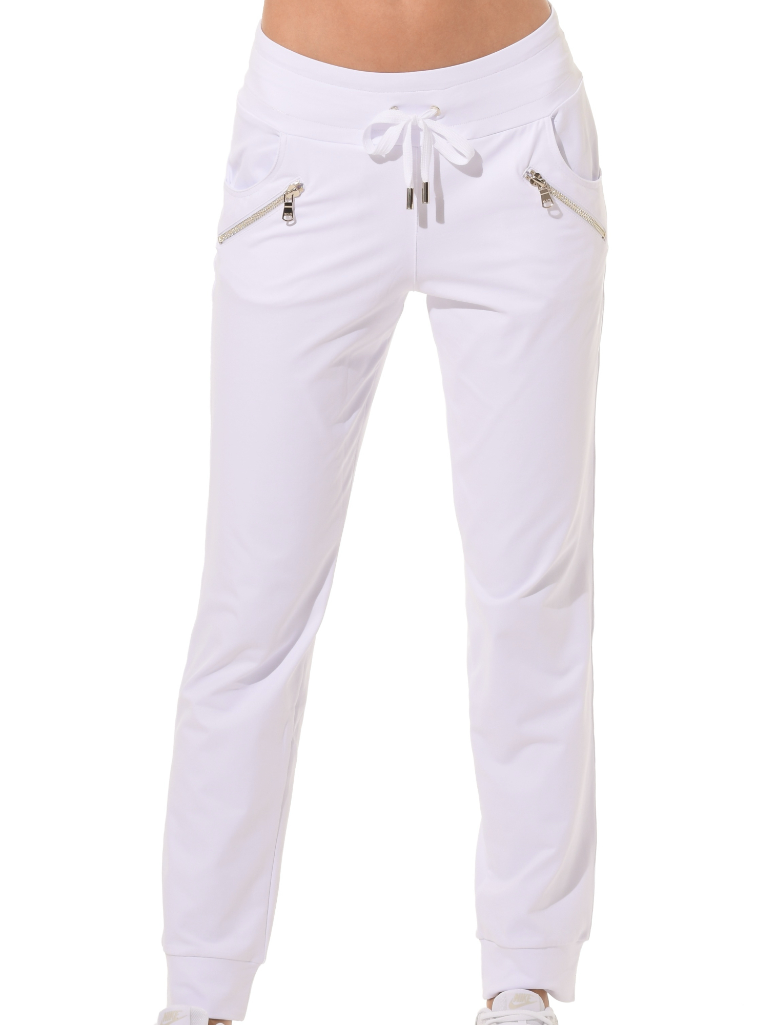 Jersey travel pants white