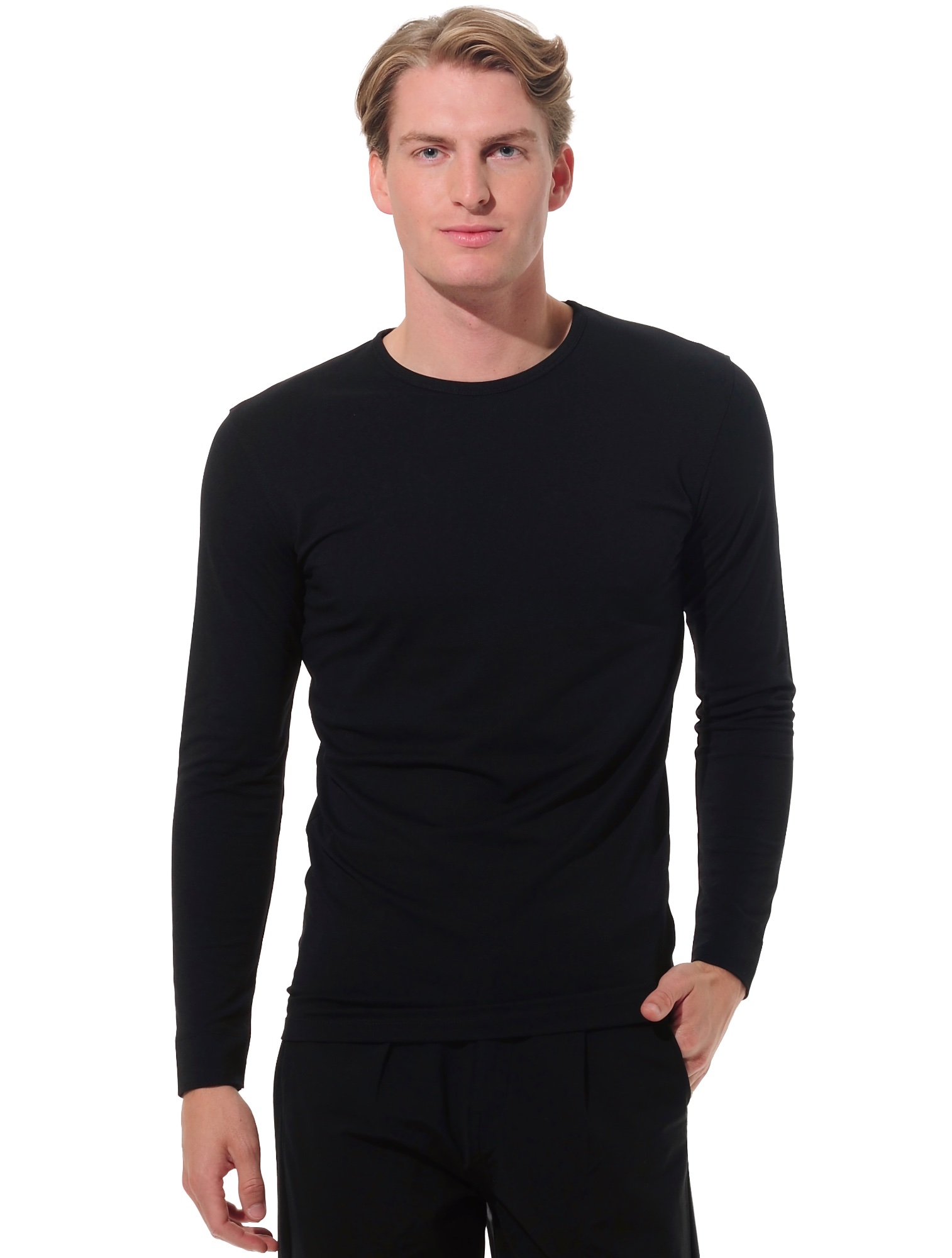 Pique longsleeve shirt black 