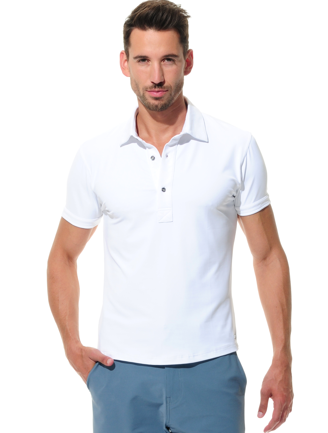 Jersey golf polo shirt white 