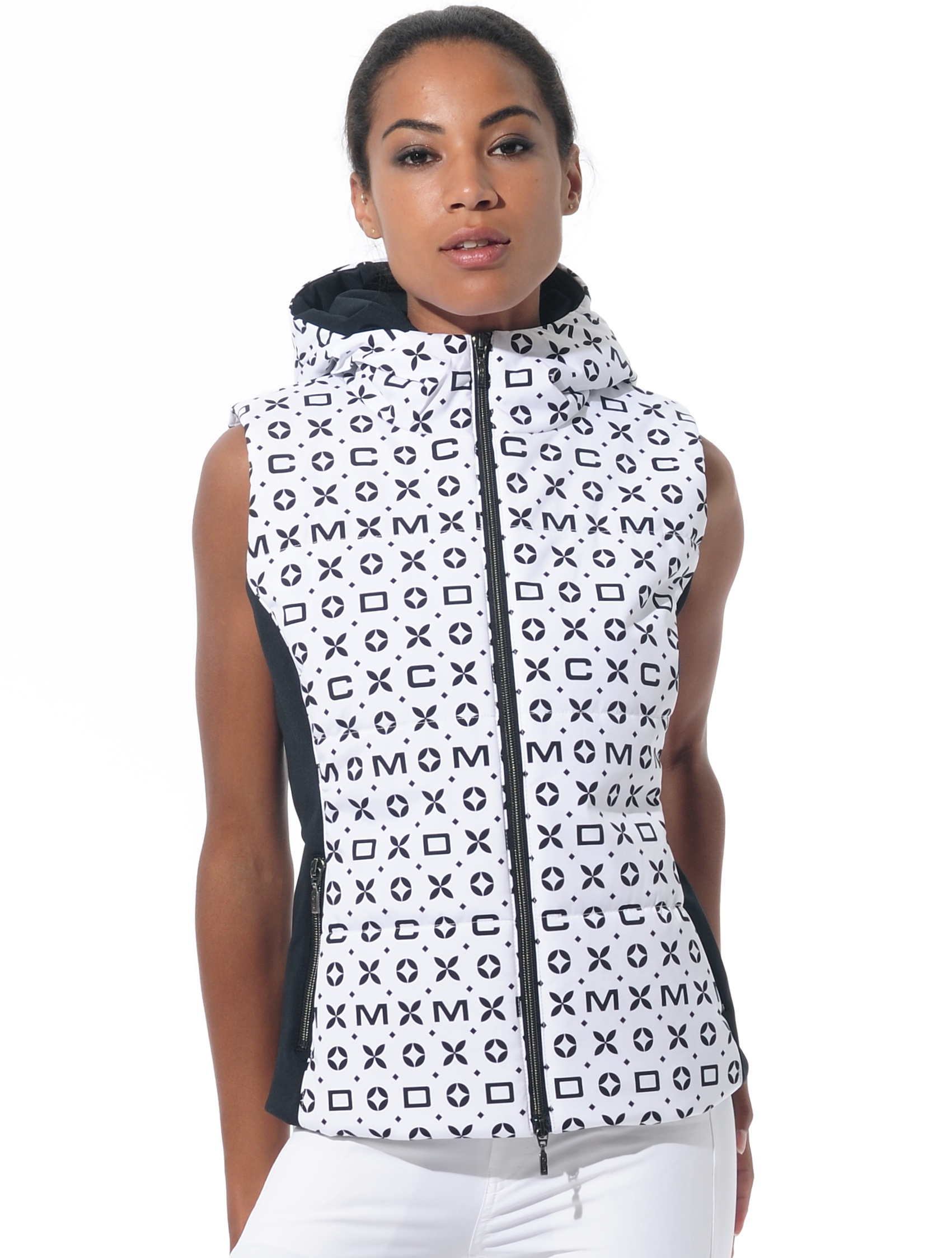 power stretch print vest white/black 