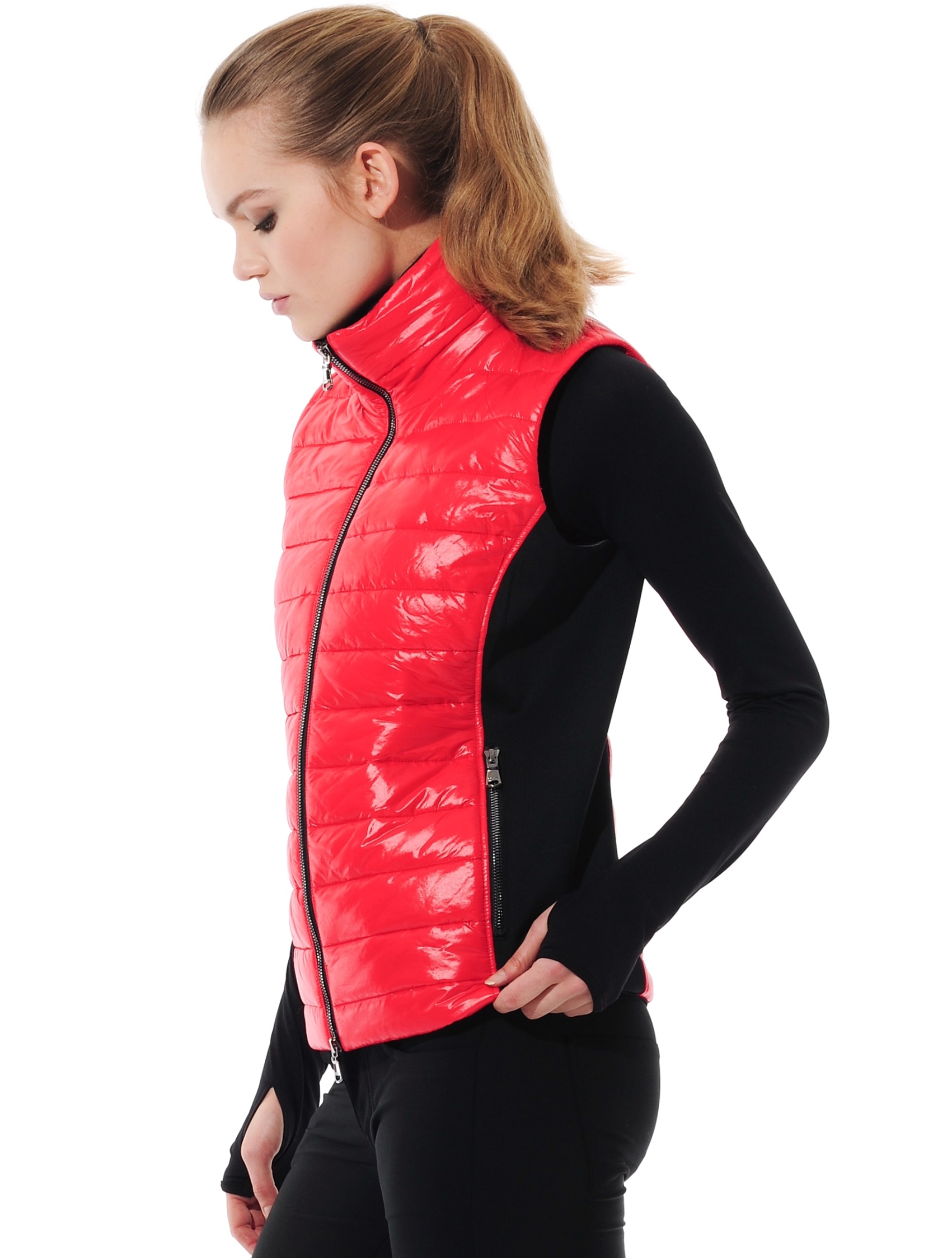 Shiny Power Stretch Steppweste red/black