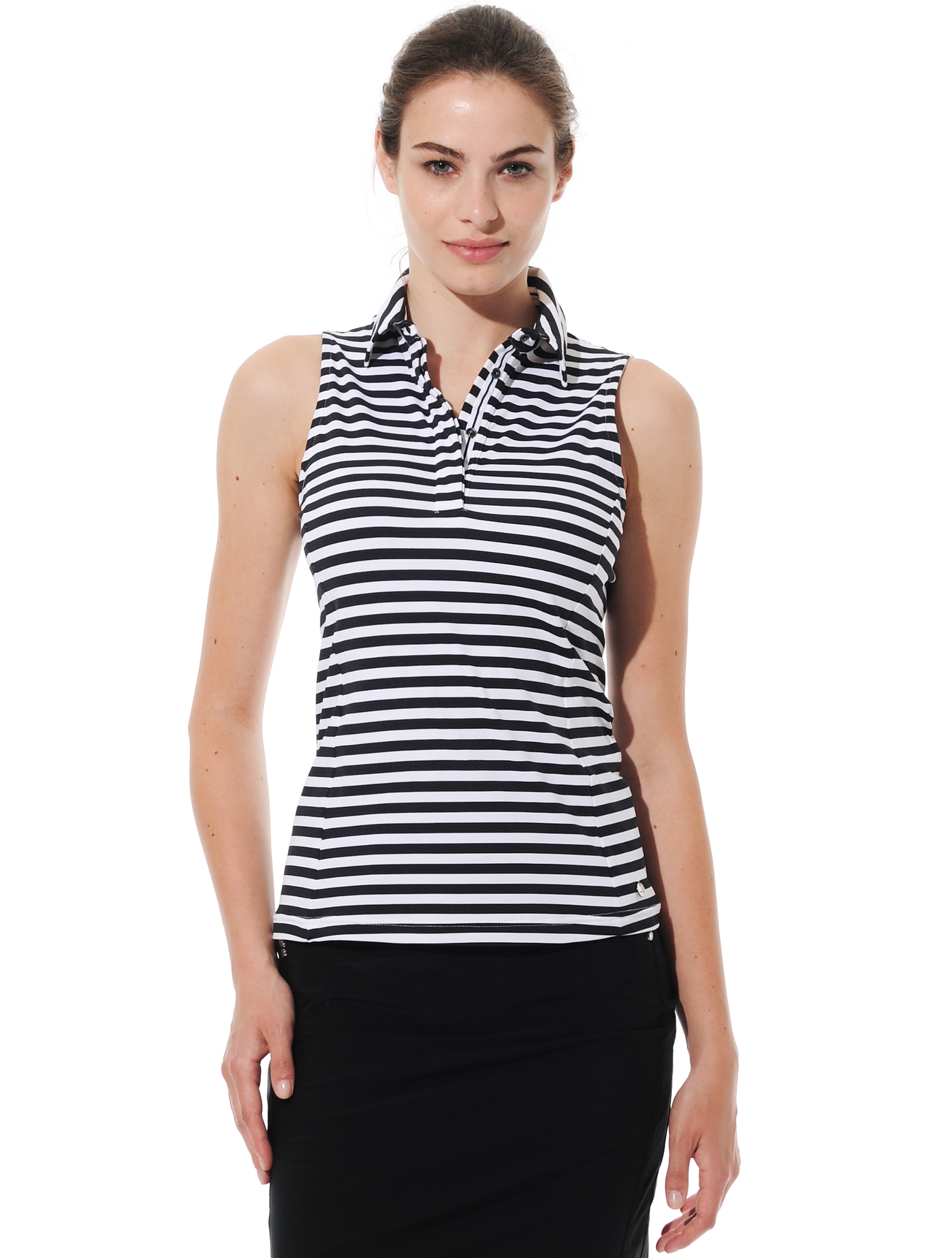 Striped Print Polo black