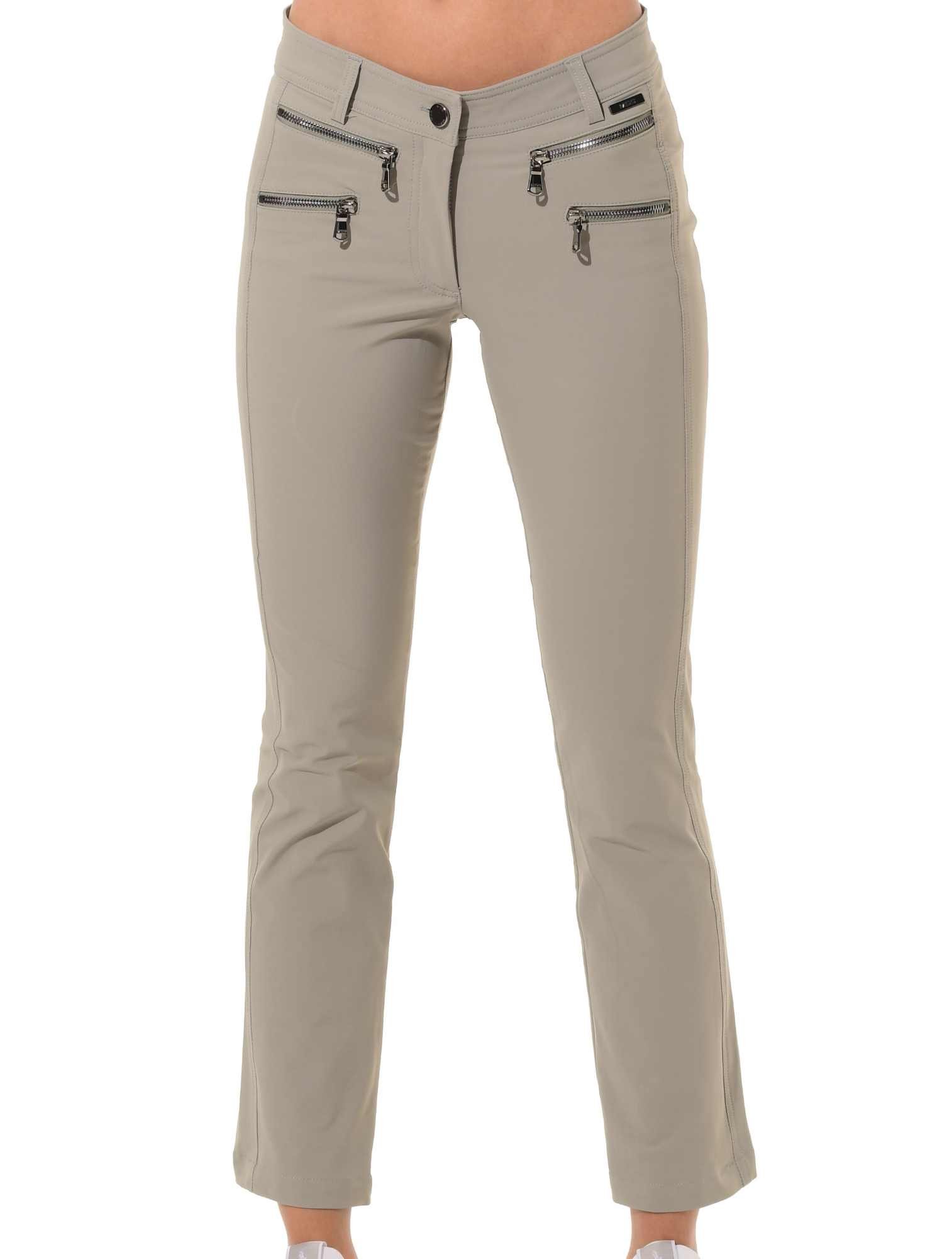 4way Stretch Double Zip Flared Ankle Pants jade