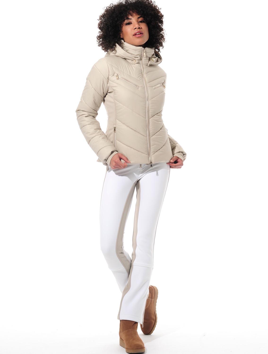 4way Stretch Jethose white/light taupe