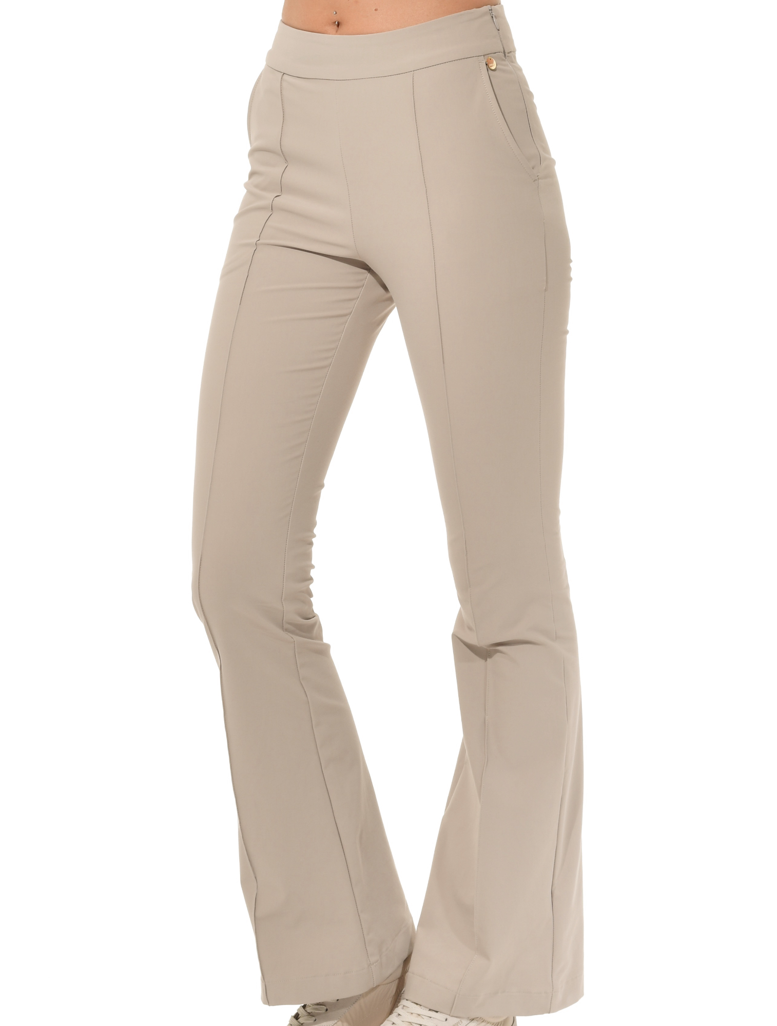 4way Stretch Flared Pants light taupe