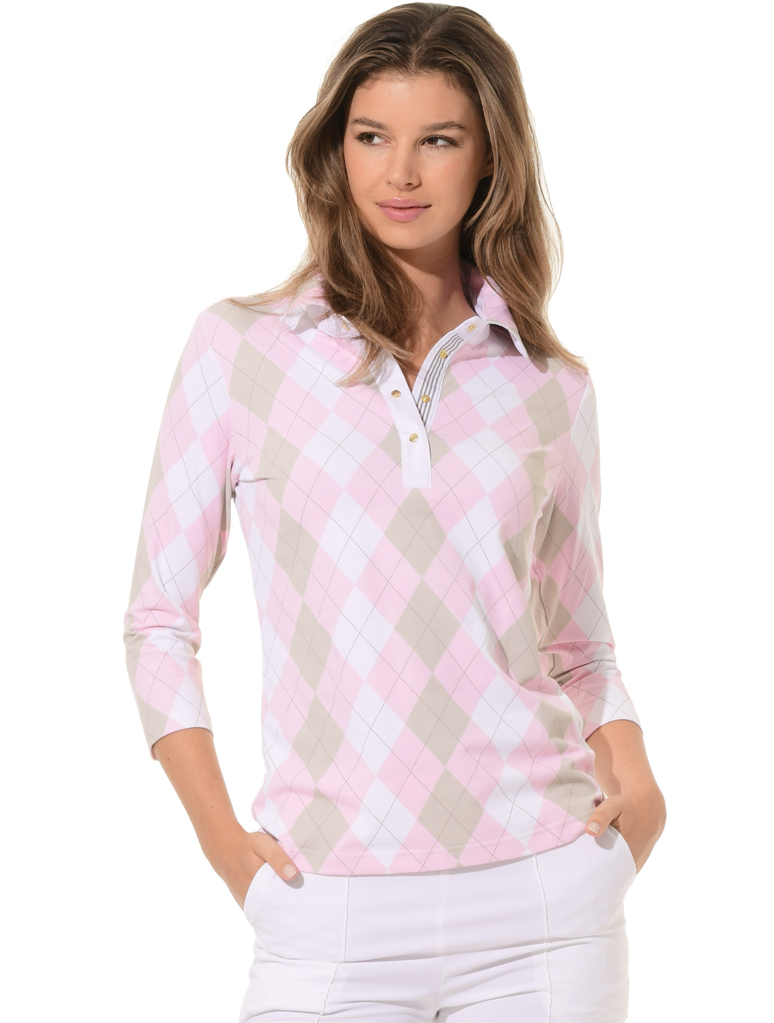Argyle Print Golf Poloshirt macaron