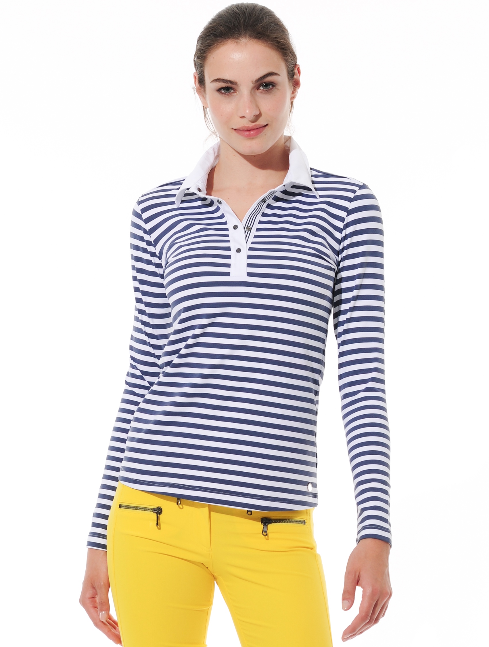 Striped print polo shirt navy 