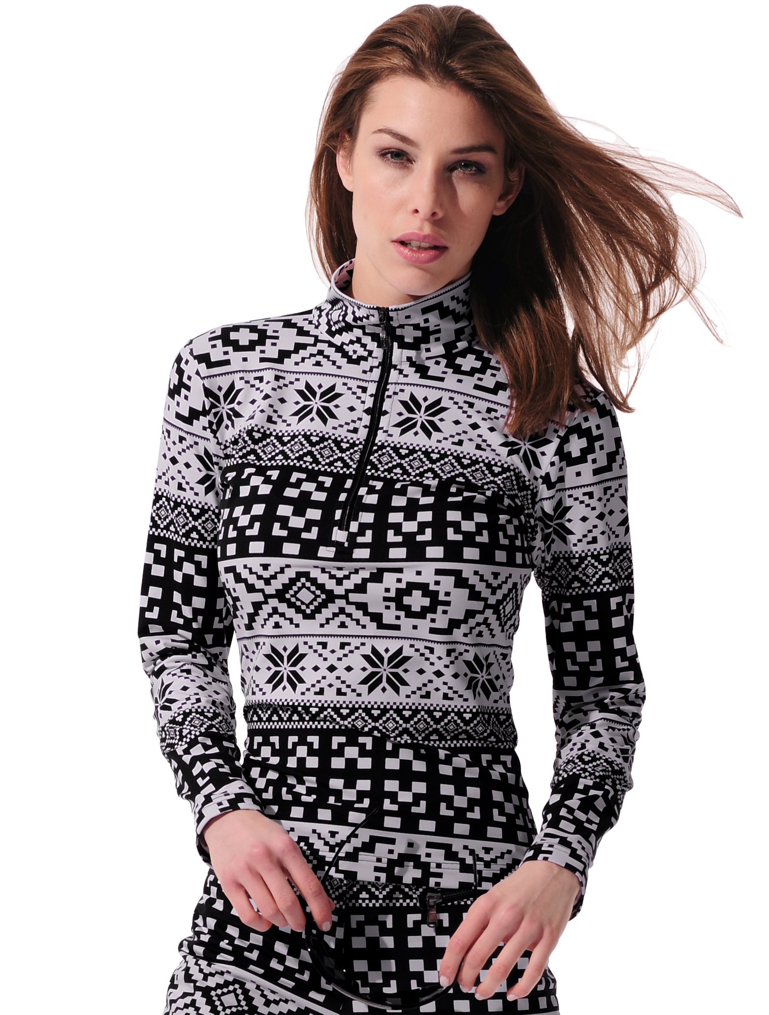 Nordic print zip longsleeve mushroom