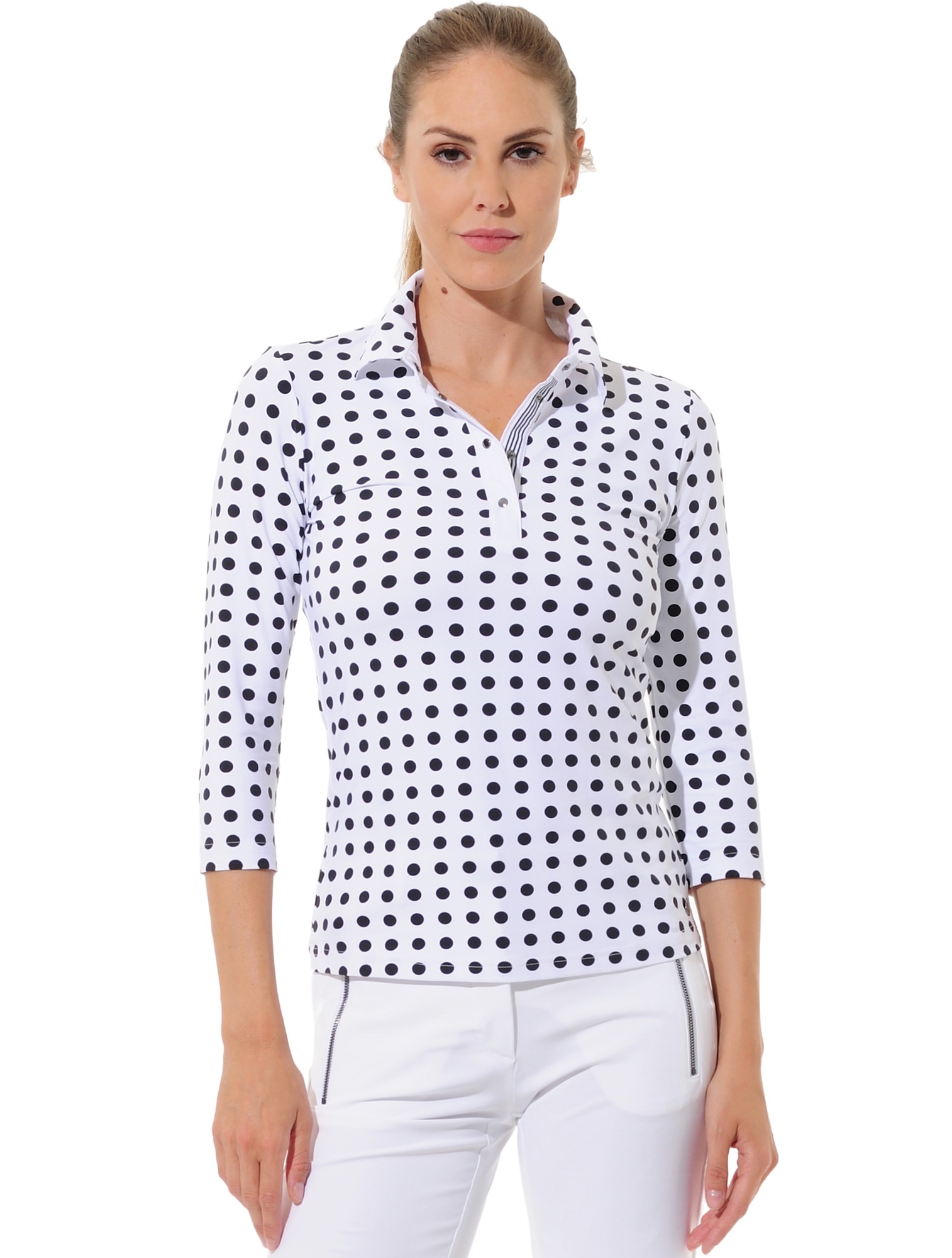 Dots print golf polo shirt black/white