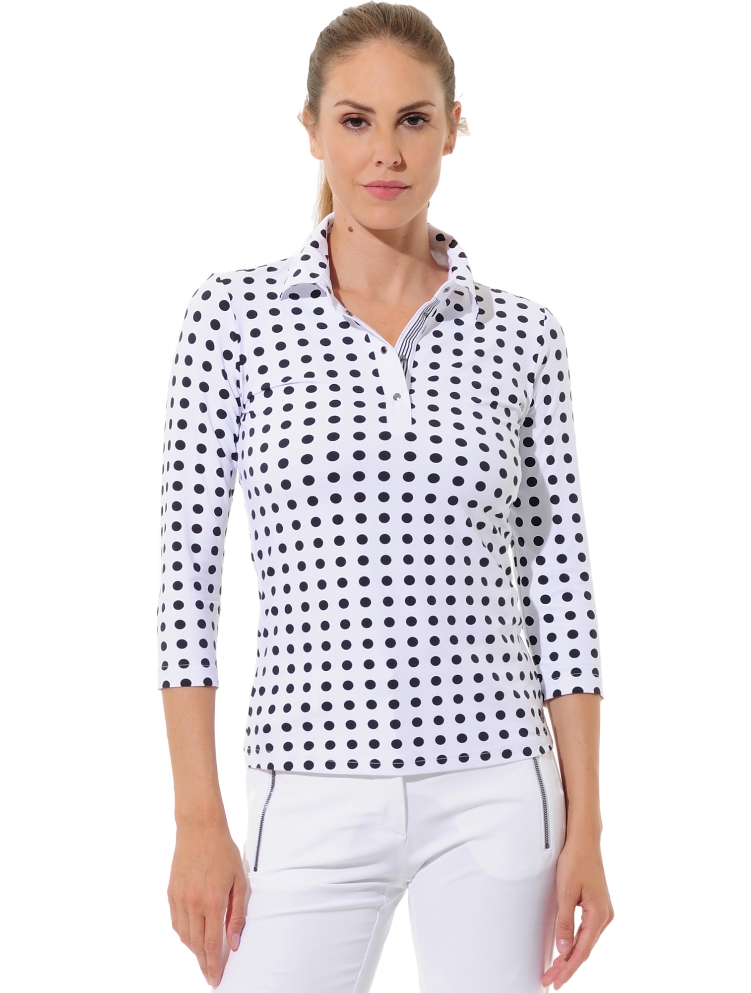 Dots Print Golf Poloshirt black/white