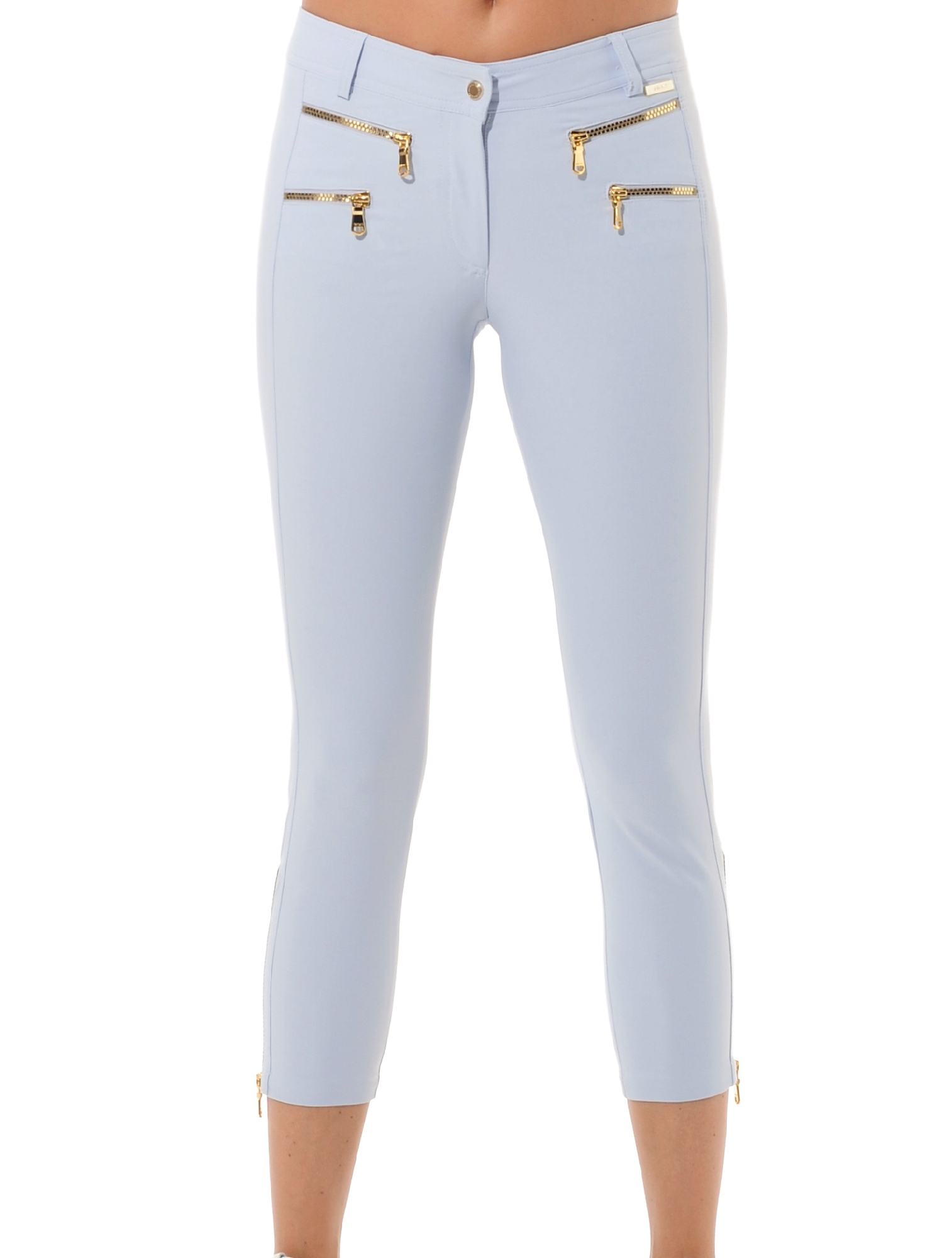4way stretch shiny gold cube double zip cropped pants cloud 