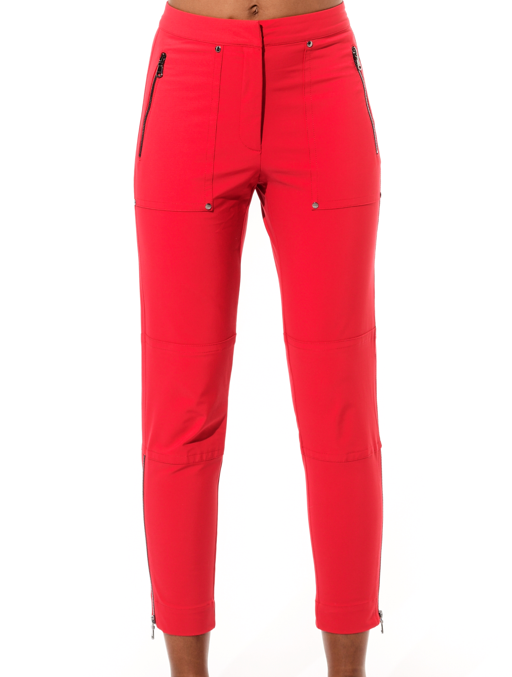 4way stretch tapered fit cargo pants red 