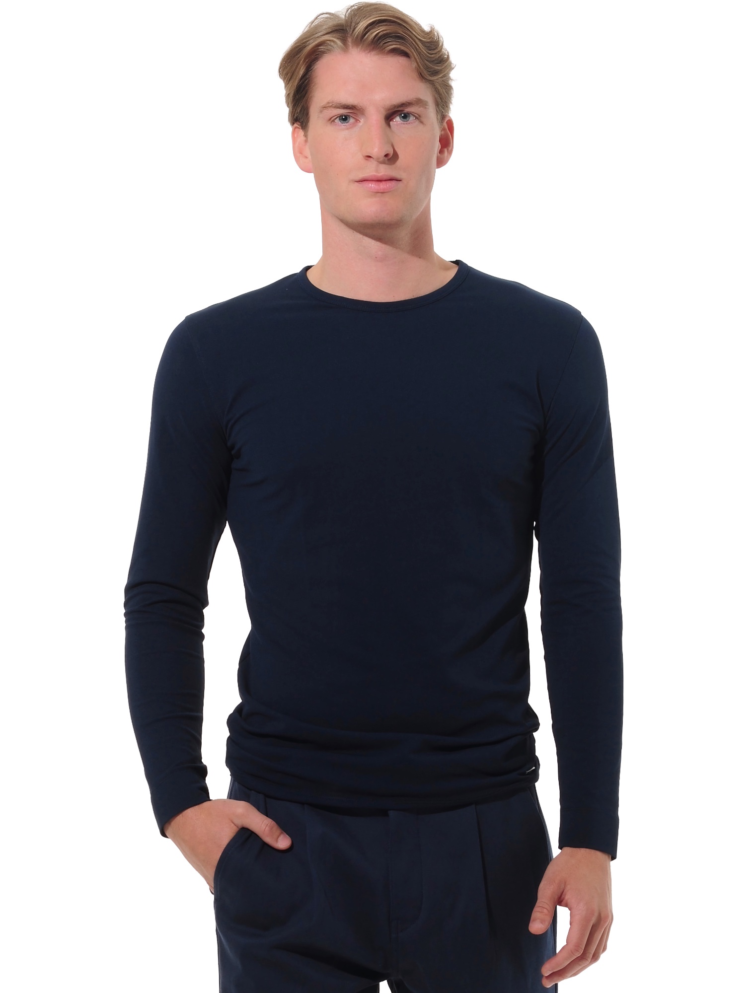 Pique longsleeve shirt navy 