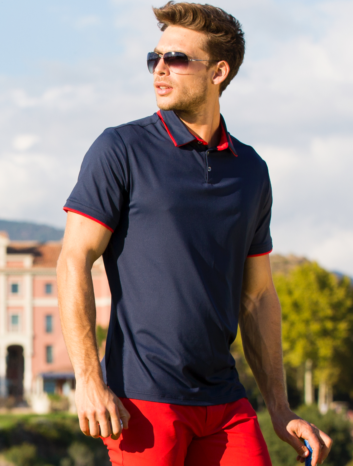 Meryl polo shirt navy/red 