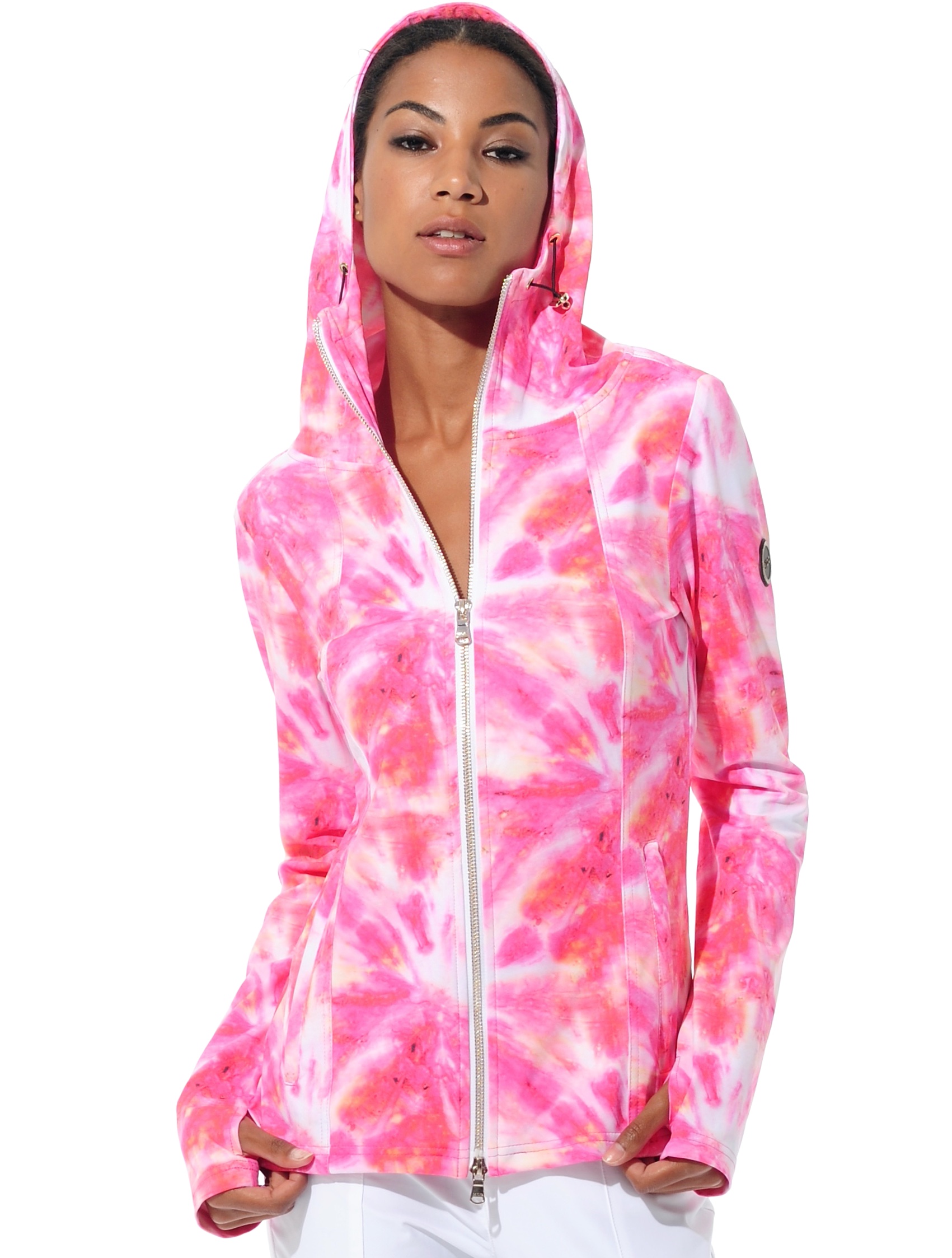 New Age print hoodie flamingo 