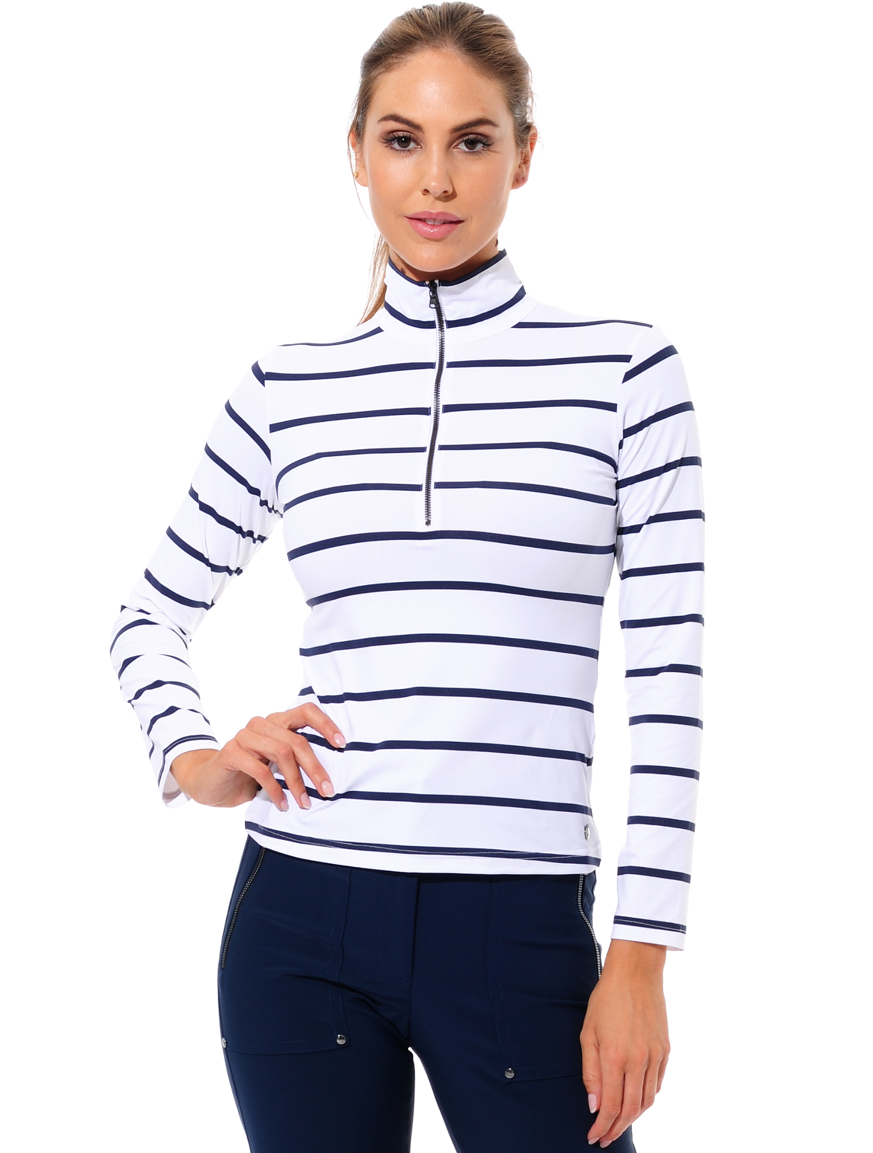 Sailor print zip longsleeve navy 