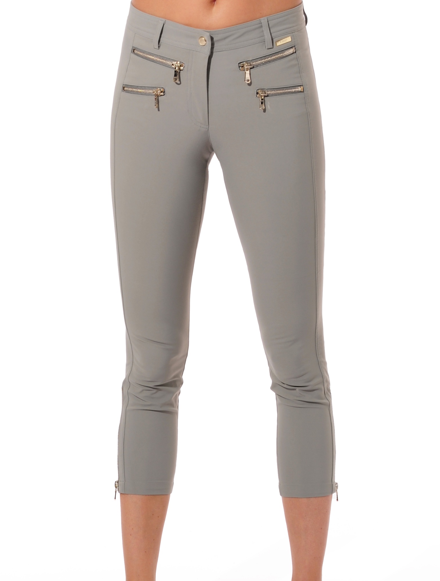 4way Stretch Double Zip Cropped Pants jade