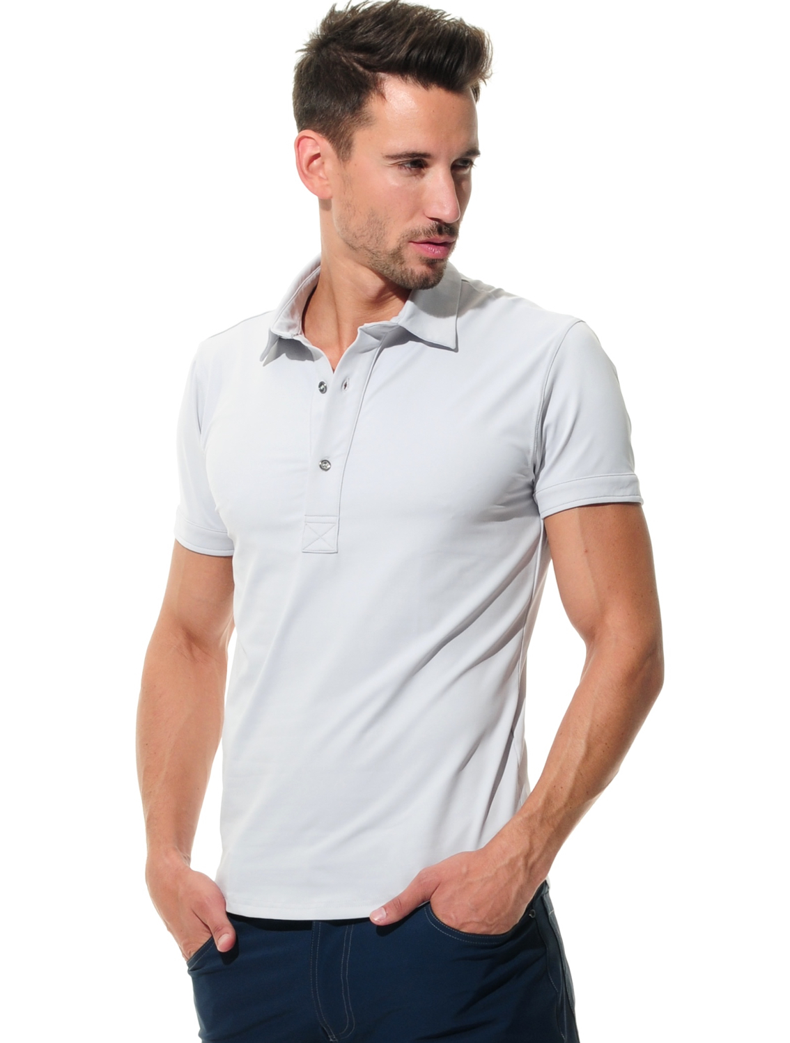 Jersey golf polo shirt silver 