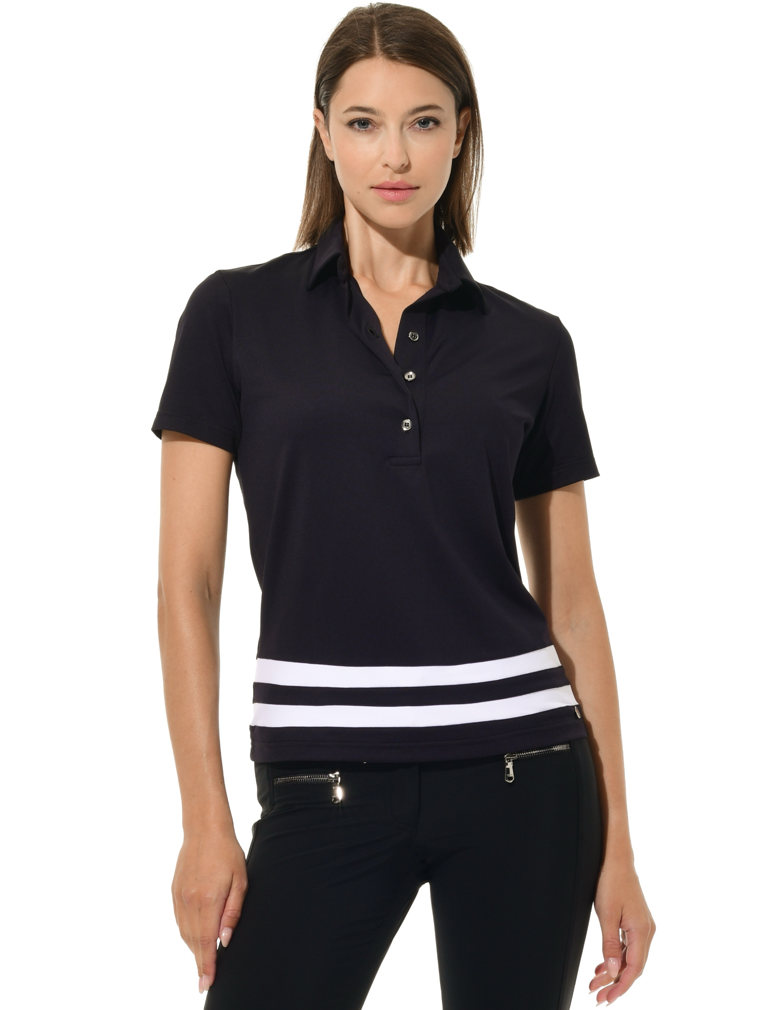 Jersey Golf Poloshirt black/white