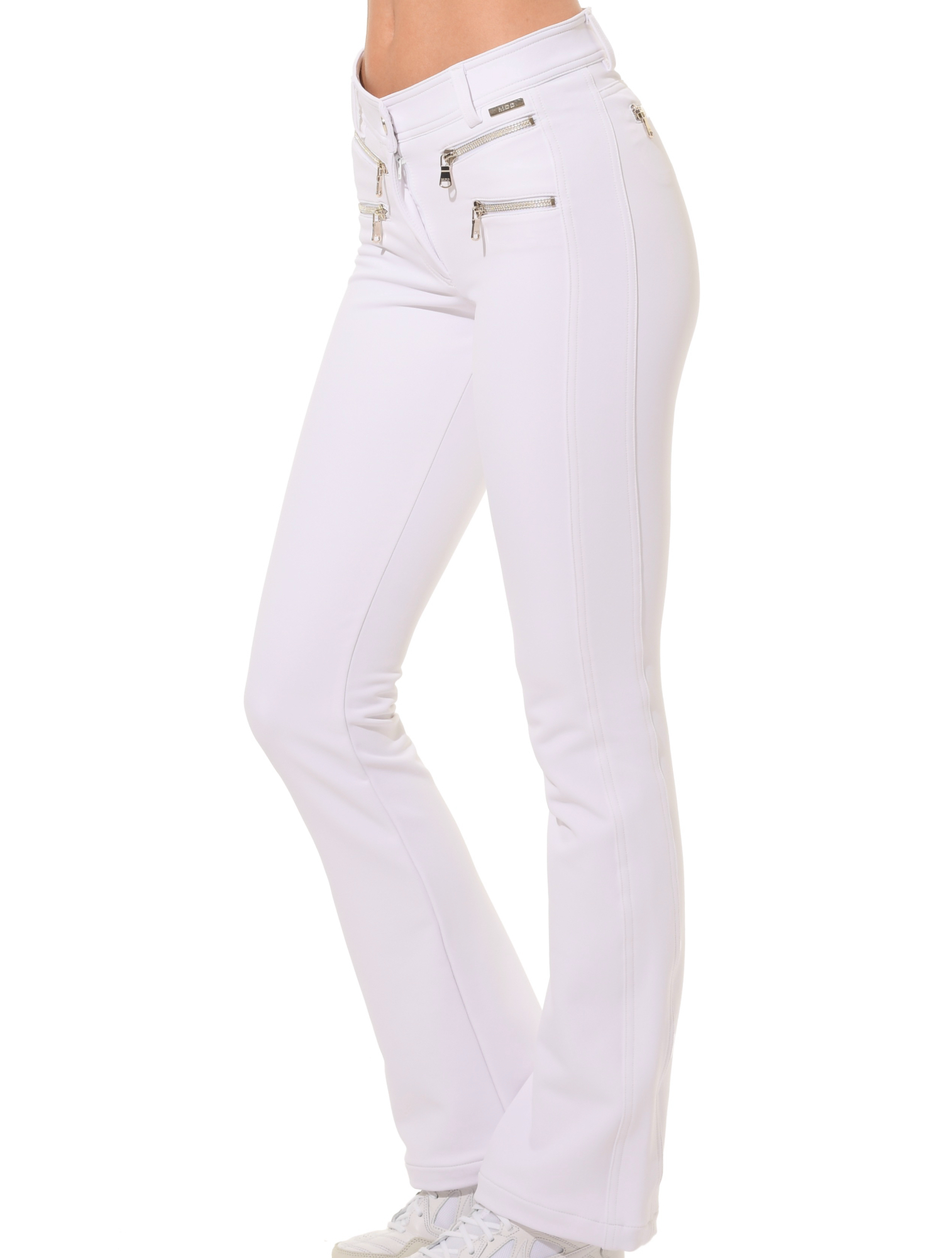 Shape Stretch Double Zip Flared Thermo Pants white