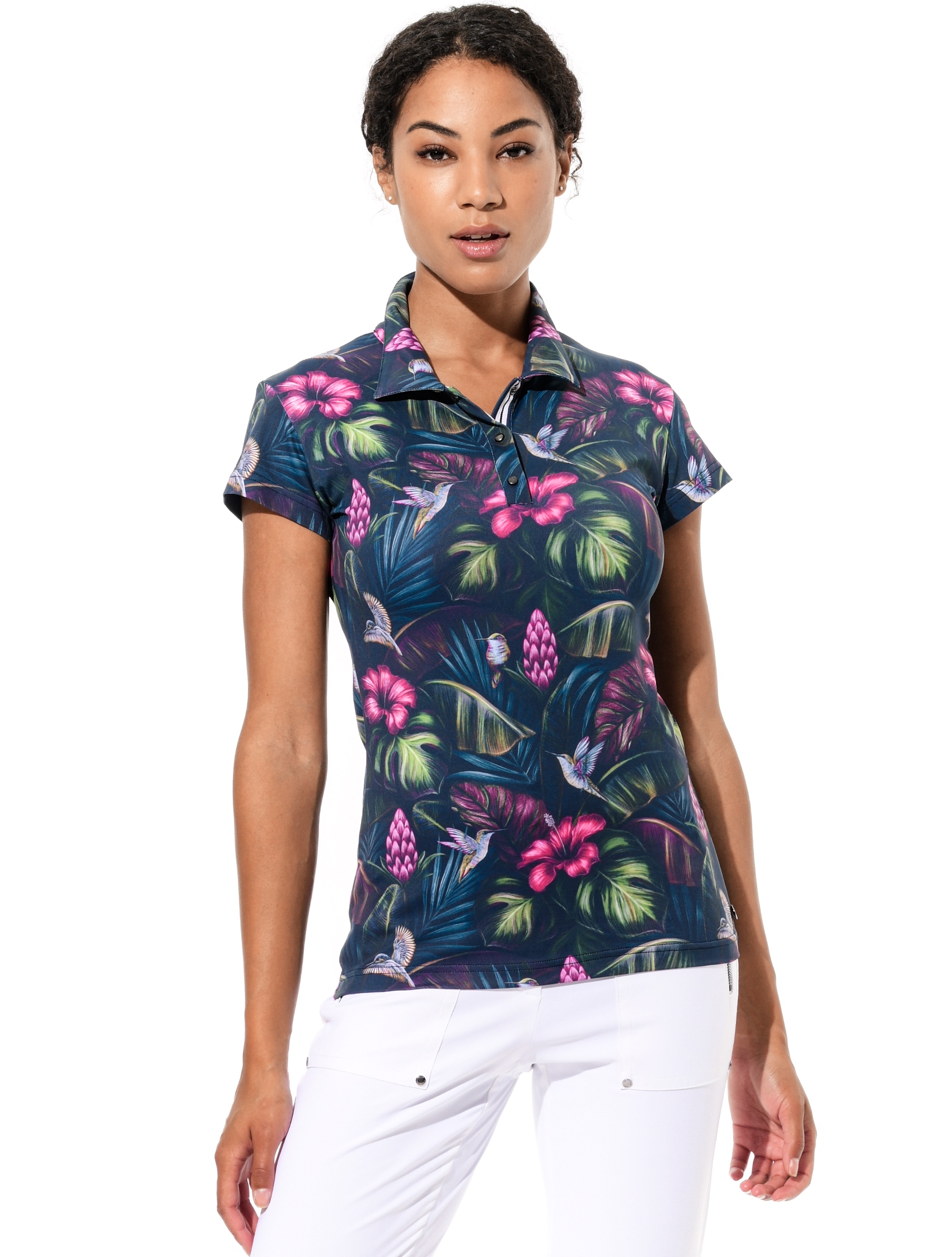 Jungle print polo shirt 