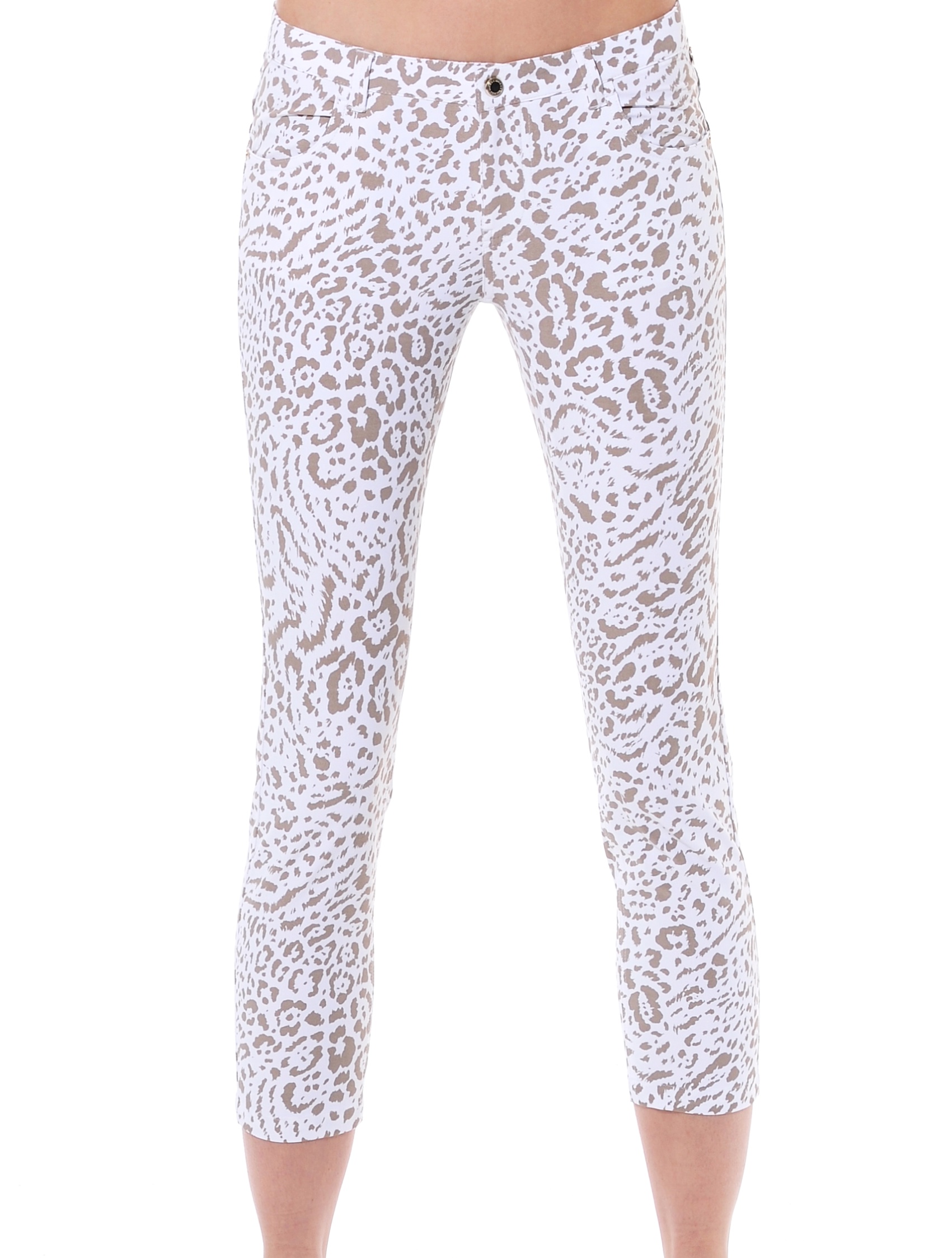 Ocelot print cropped 5pockets taupe 