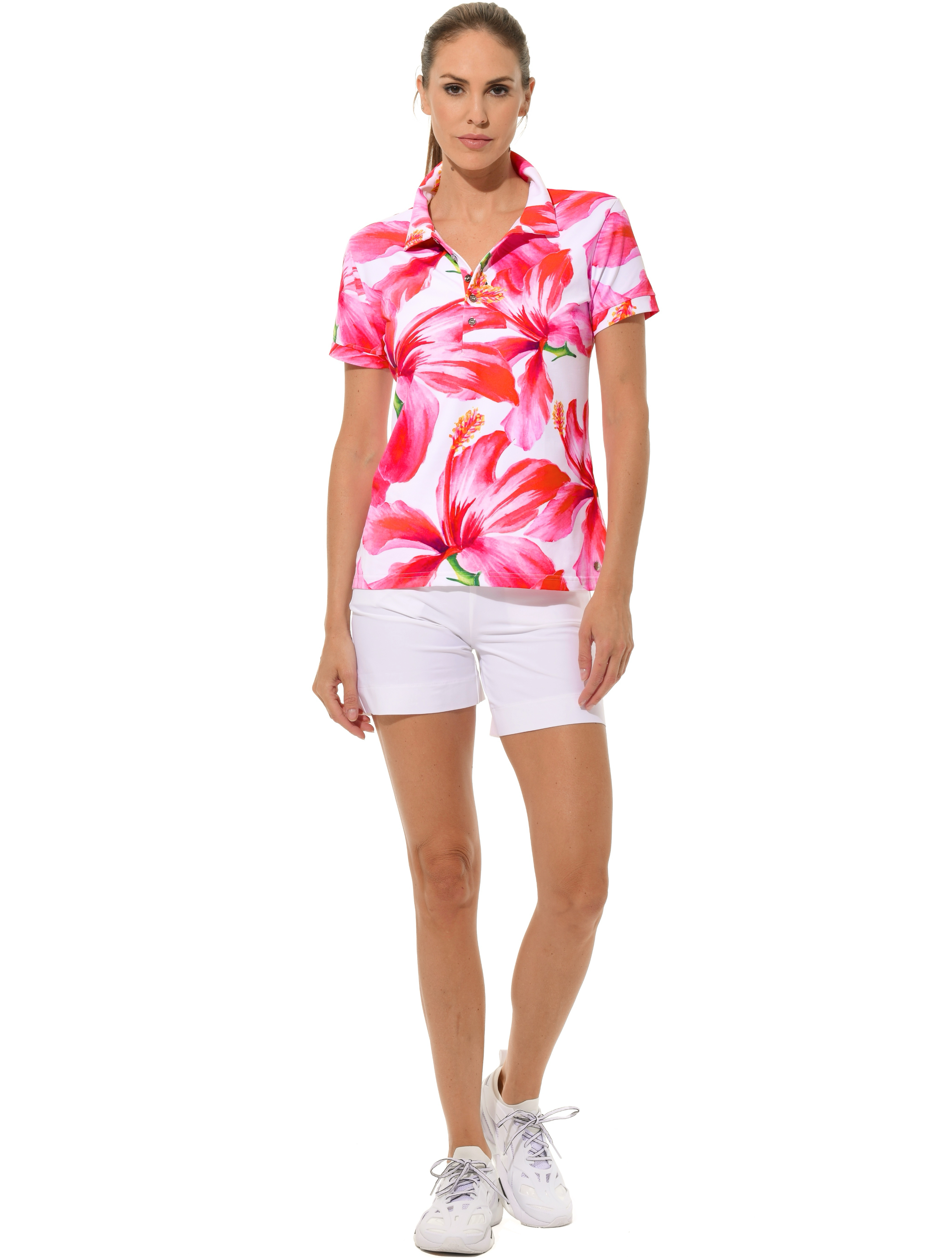 Hibiscus Print Golf Poloshirt