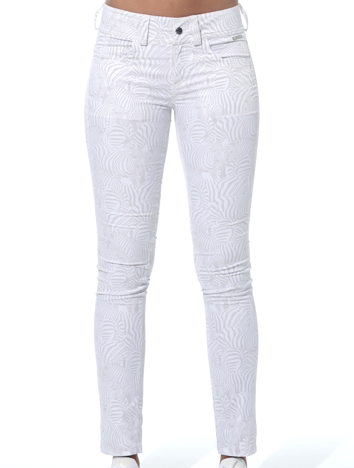 4way Stretch Print Skinny 5pockets silver