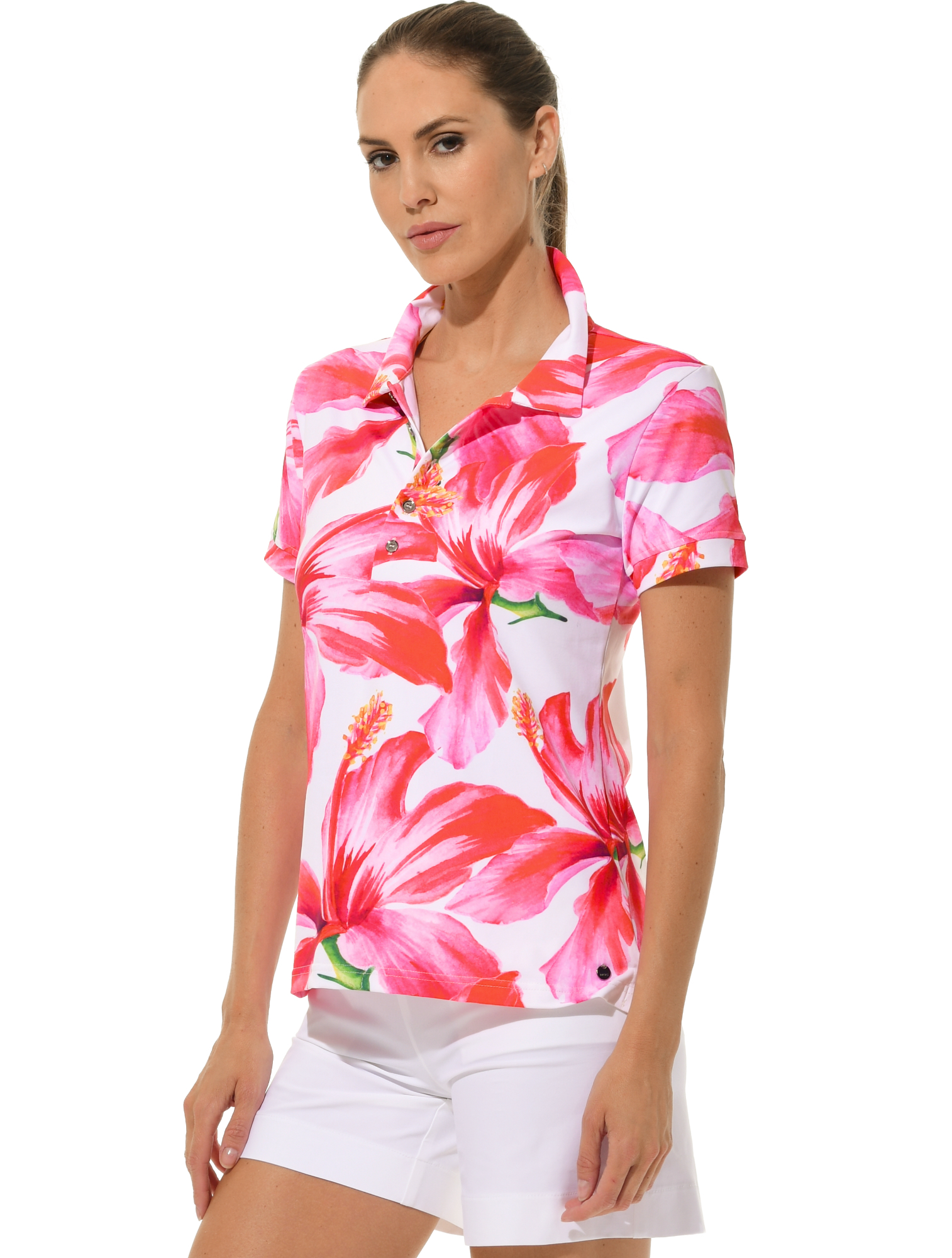 Hibiscus Print Golf Poloshirt