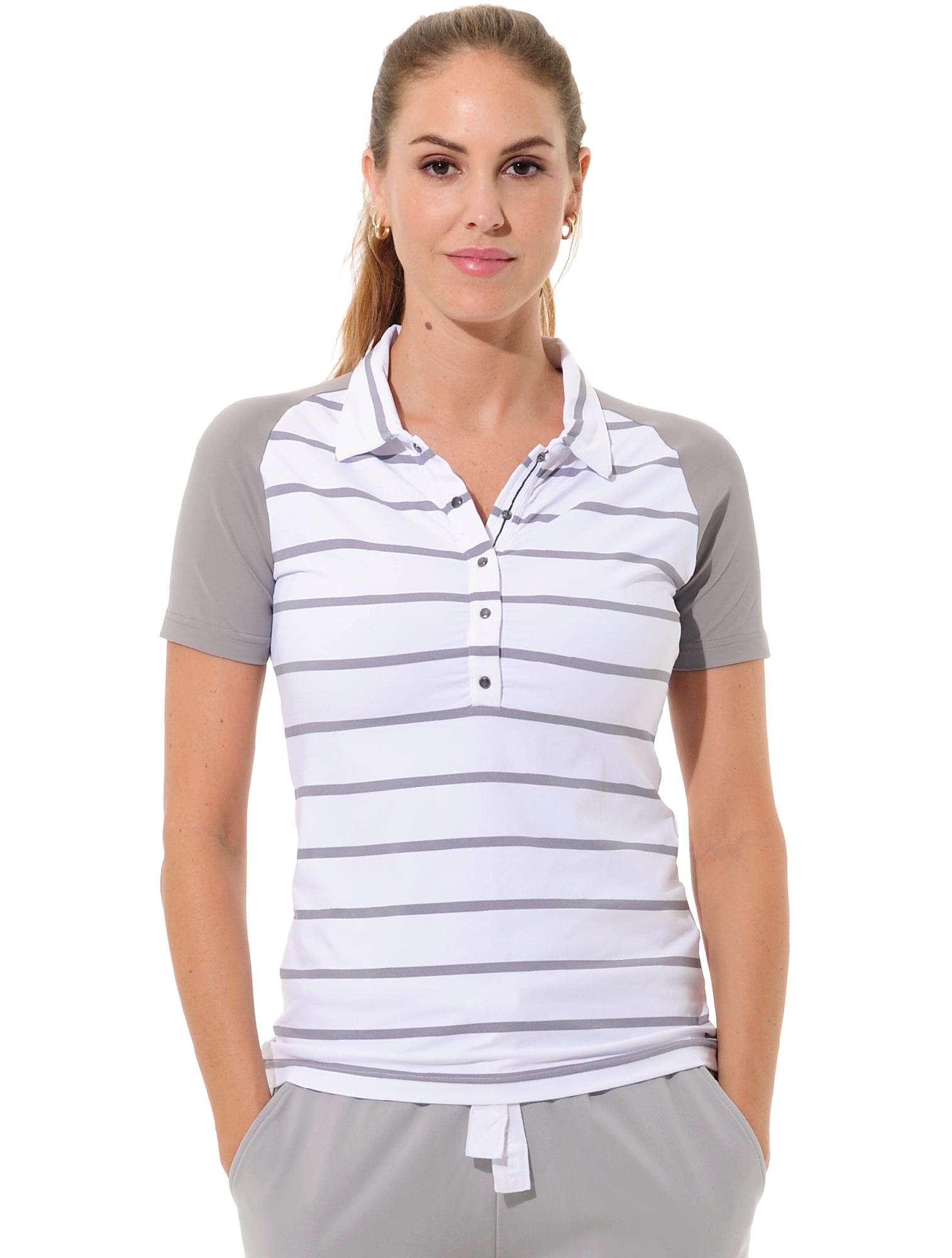 Sailor print golf polo shirt grey 
