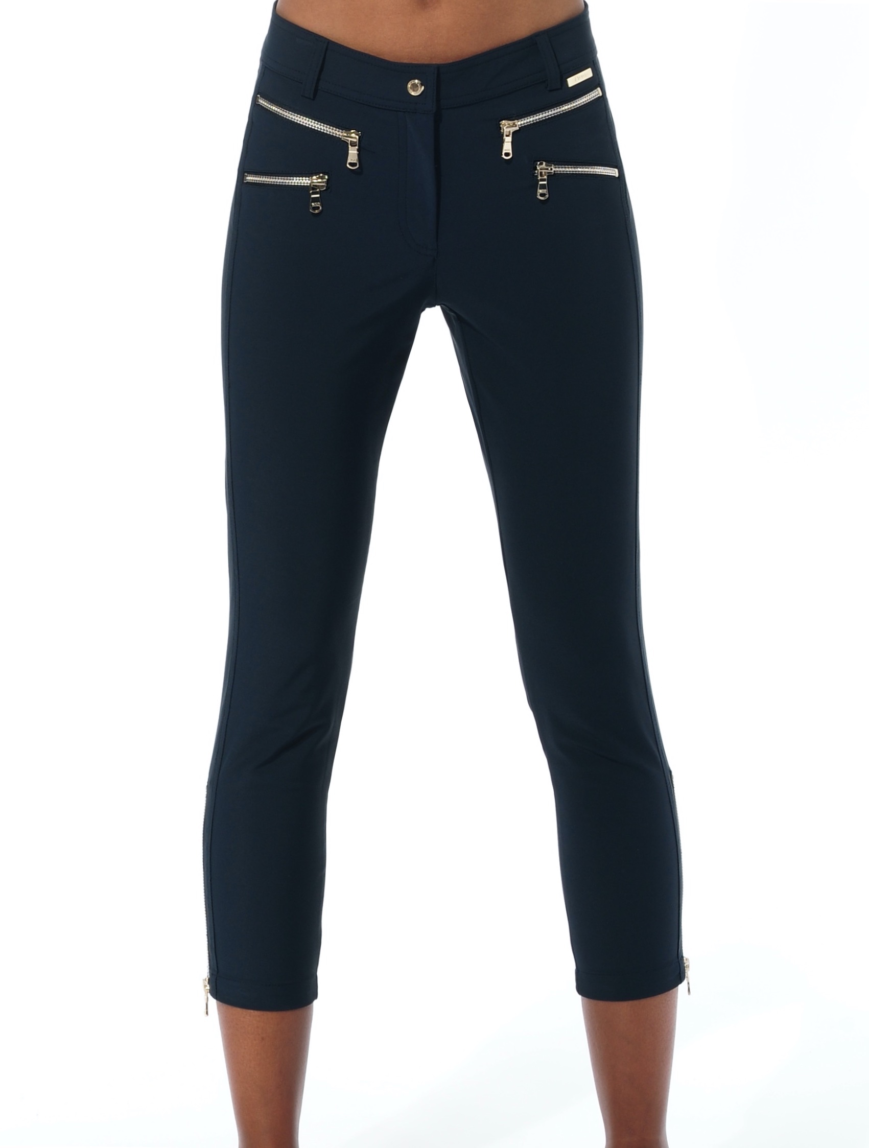 4way Stretch Double Zip Cropped Pants night blue