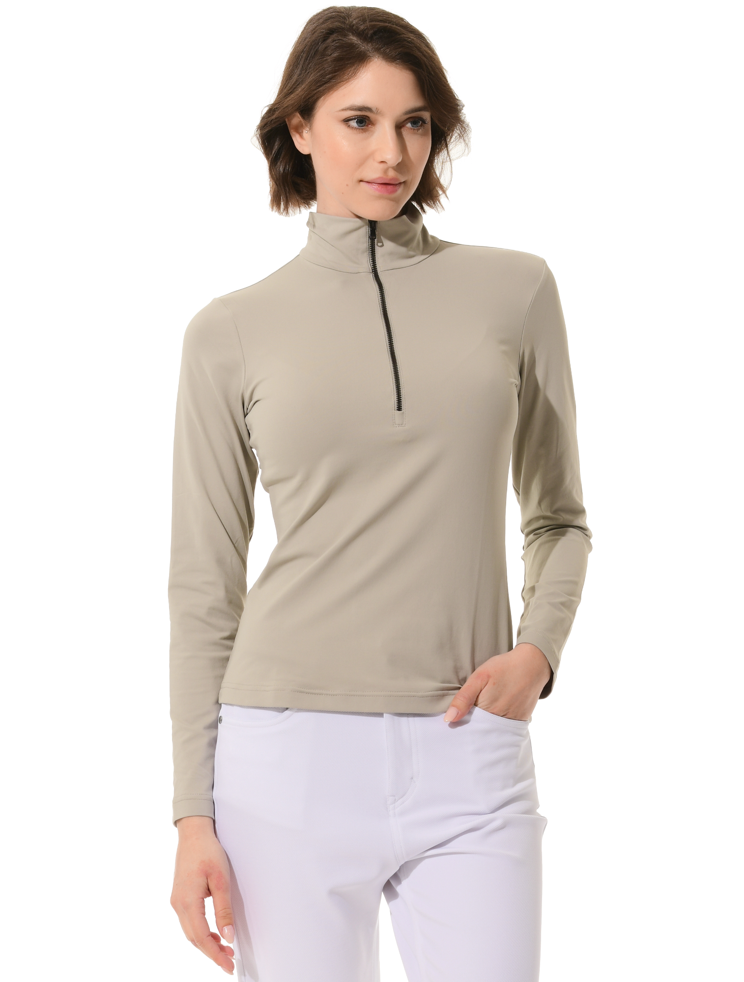 Jersey zip longsleeve sage grey 