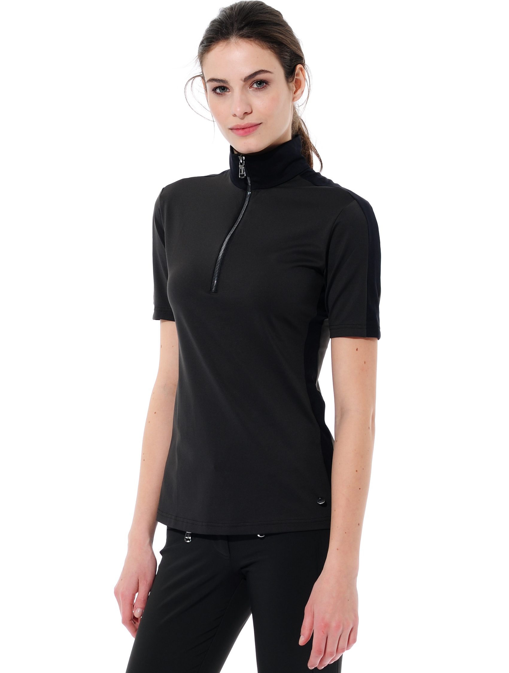 Meryl zip polo shirt lava/black 