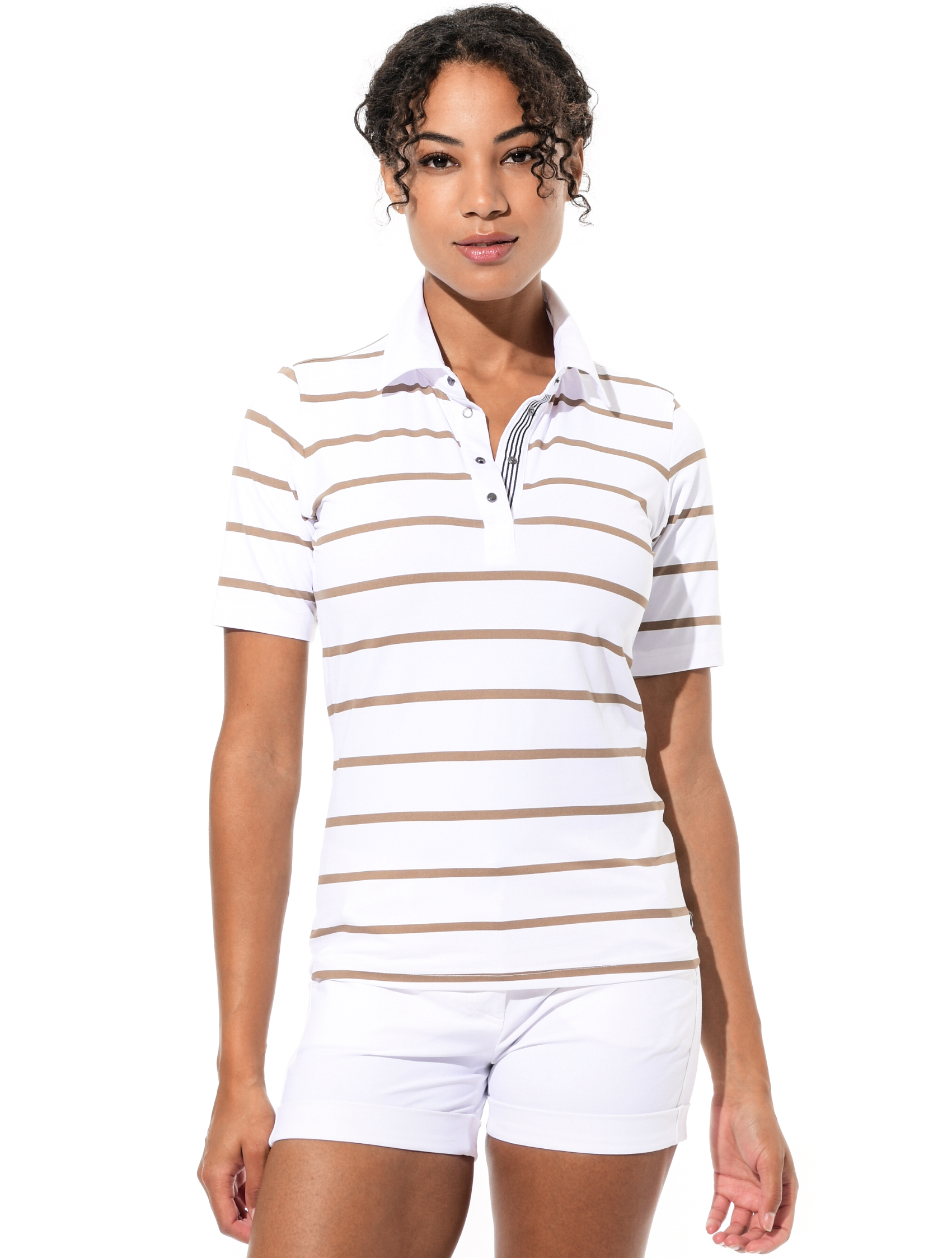 Sailor print polo shirt taupe 