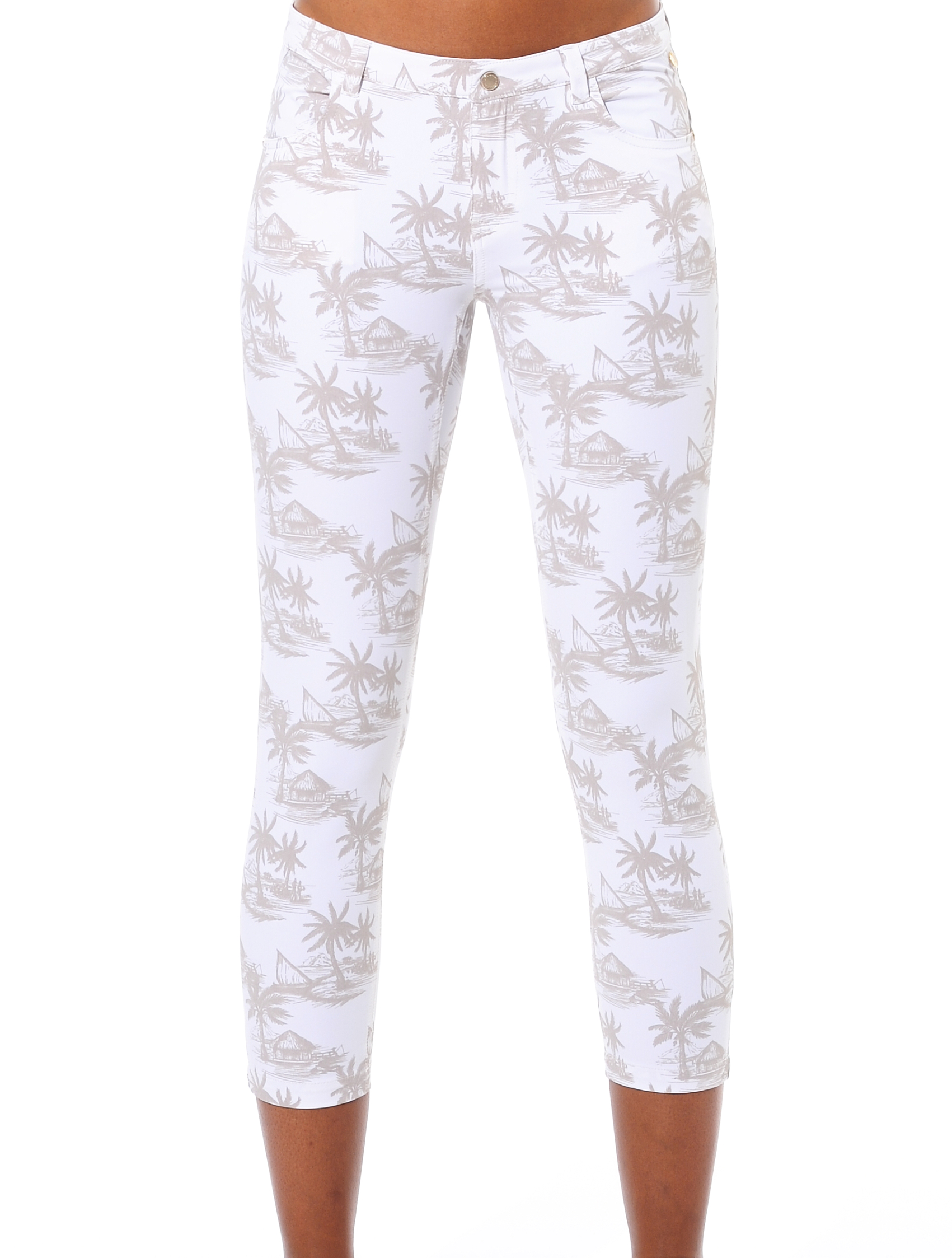 Seaside print cropped 5pockets light taupe 