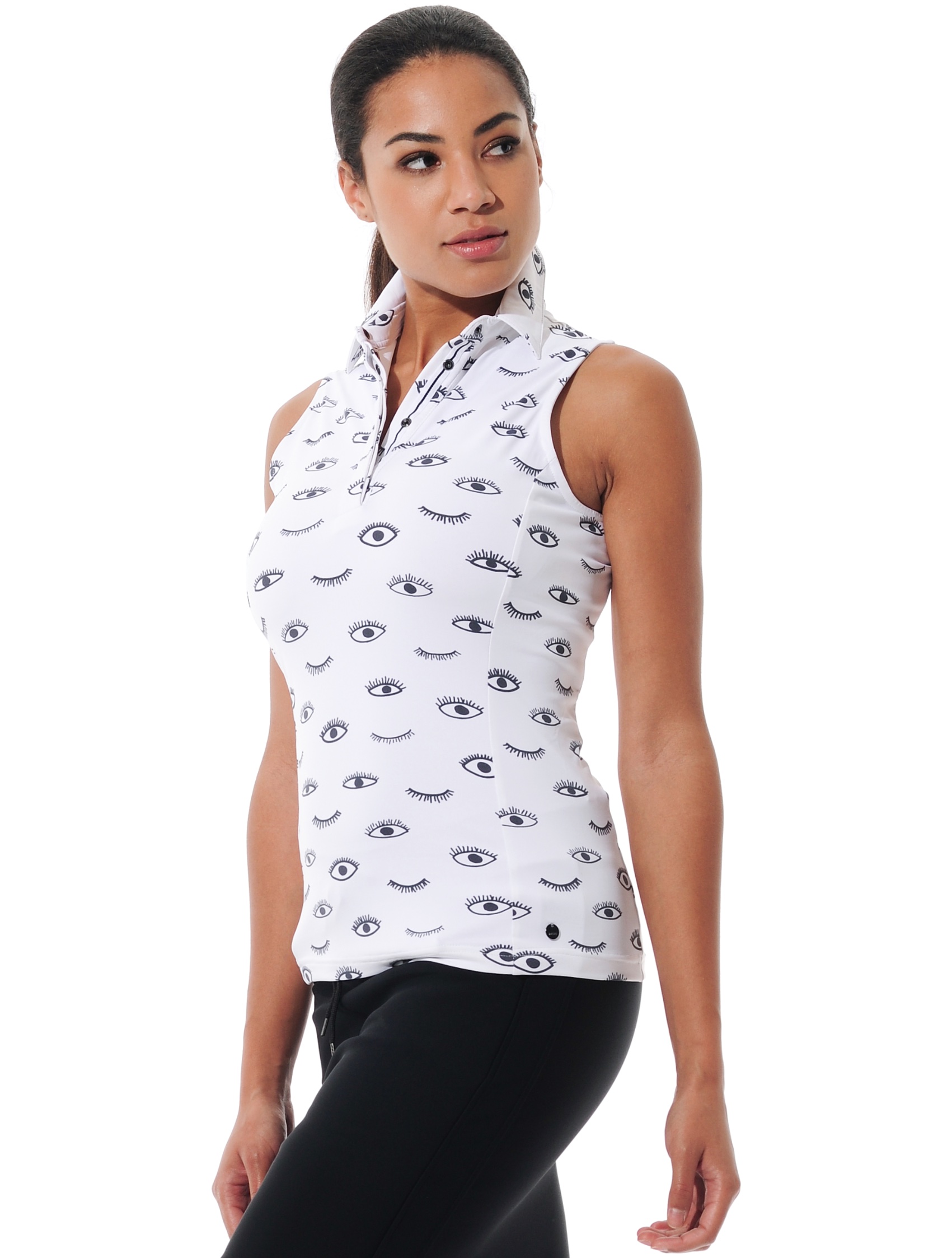 Eyes Print Polo black/white