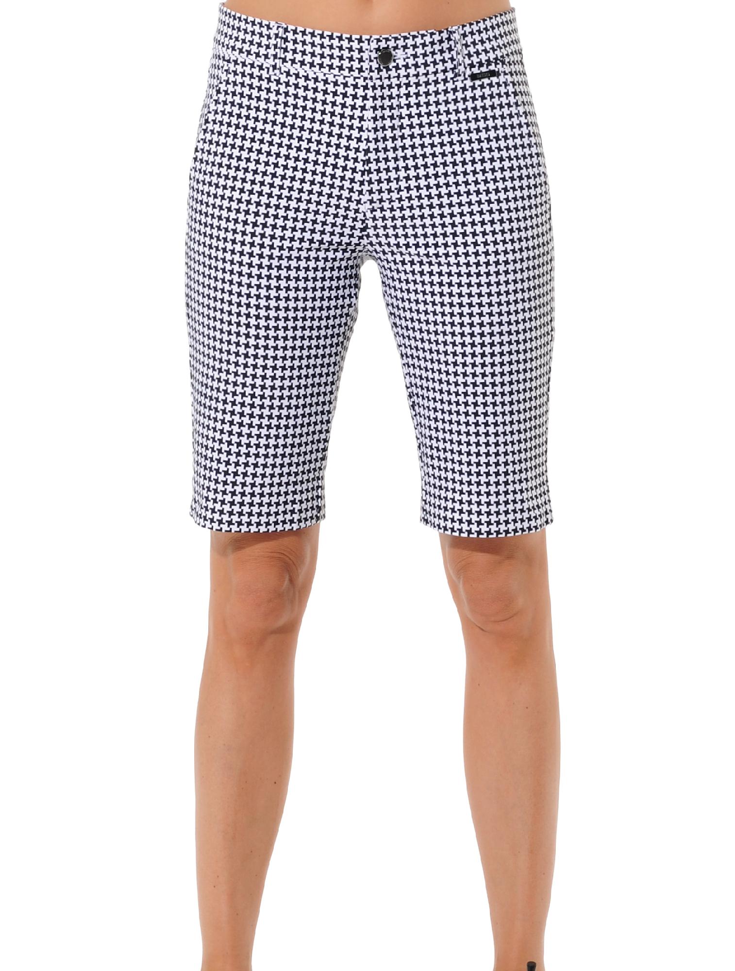 Dog Tooth print golf bermuda shorts black/white 