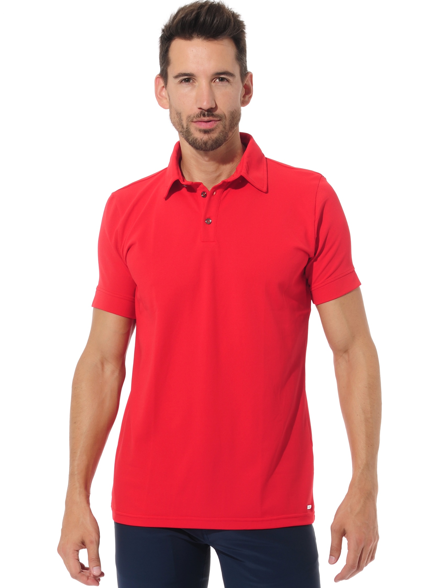 pique polo shirt red 