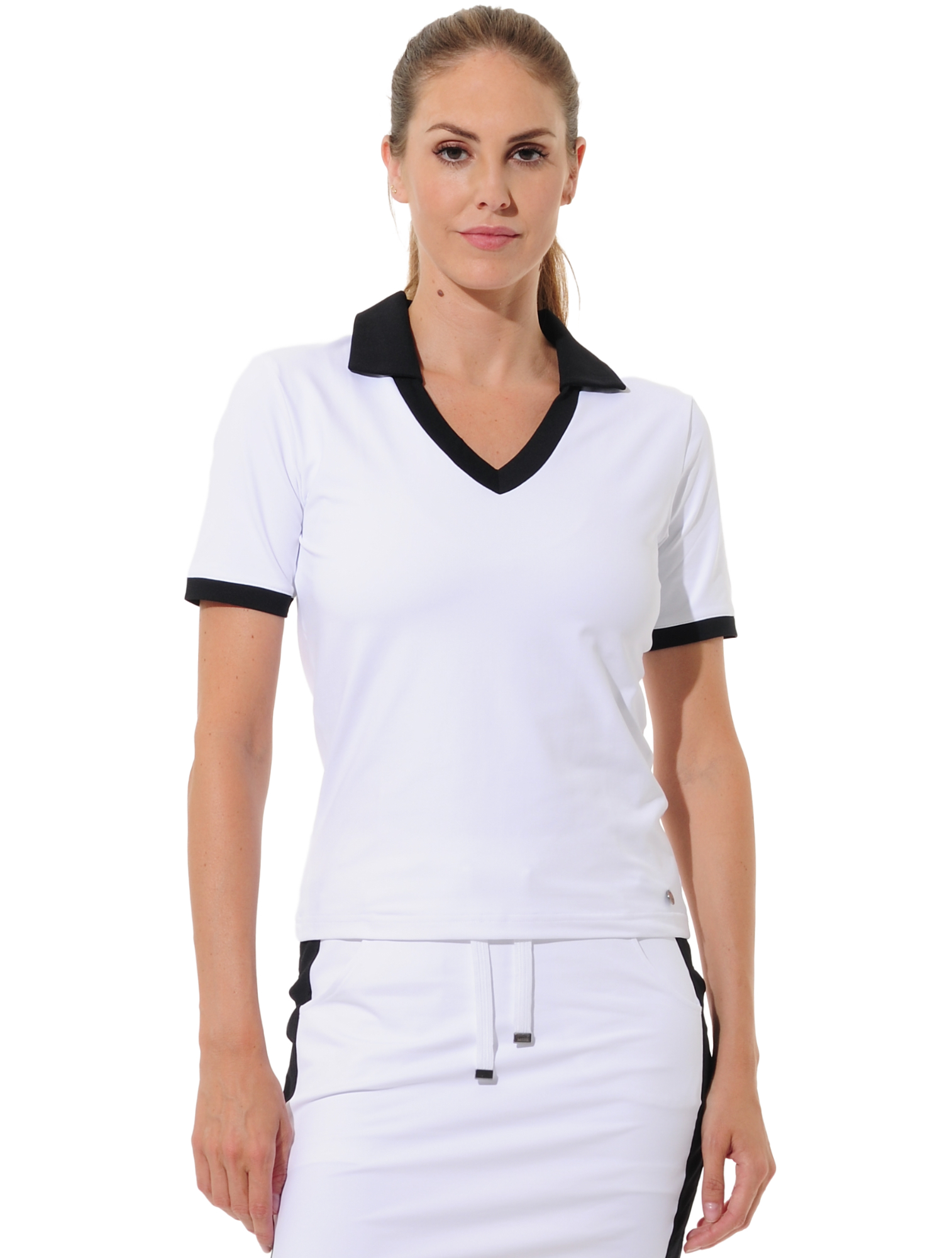Jersey golf polo shirt white/black