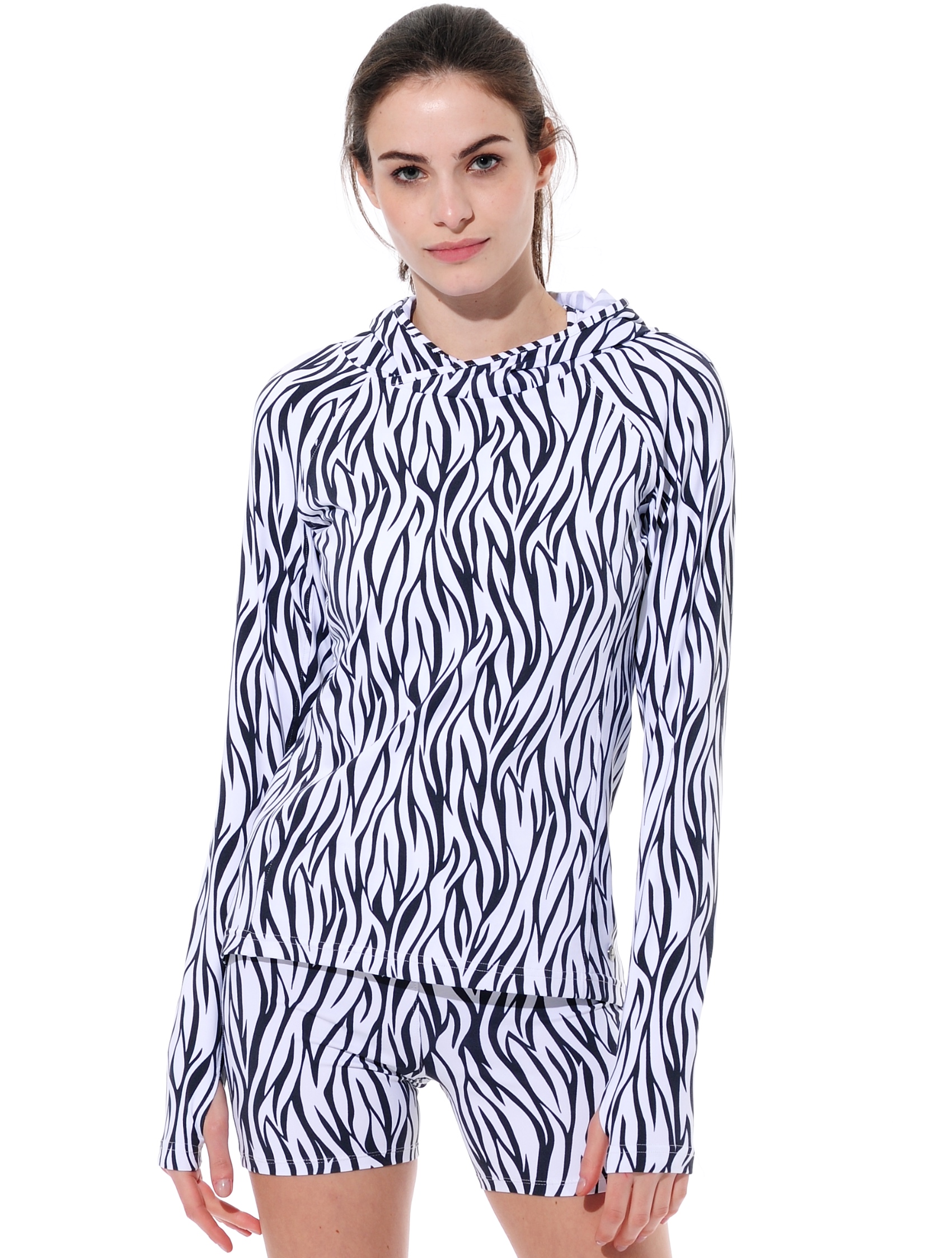 zebra skin print hoodie black/white 