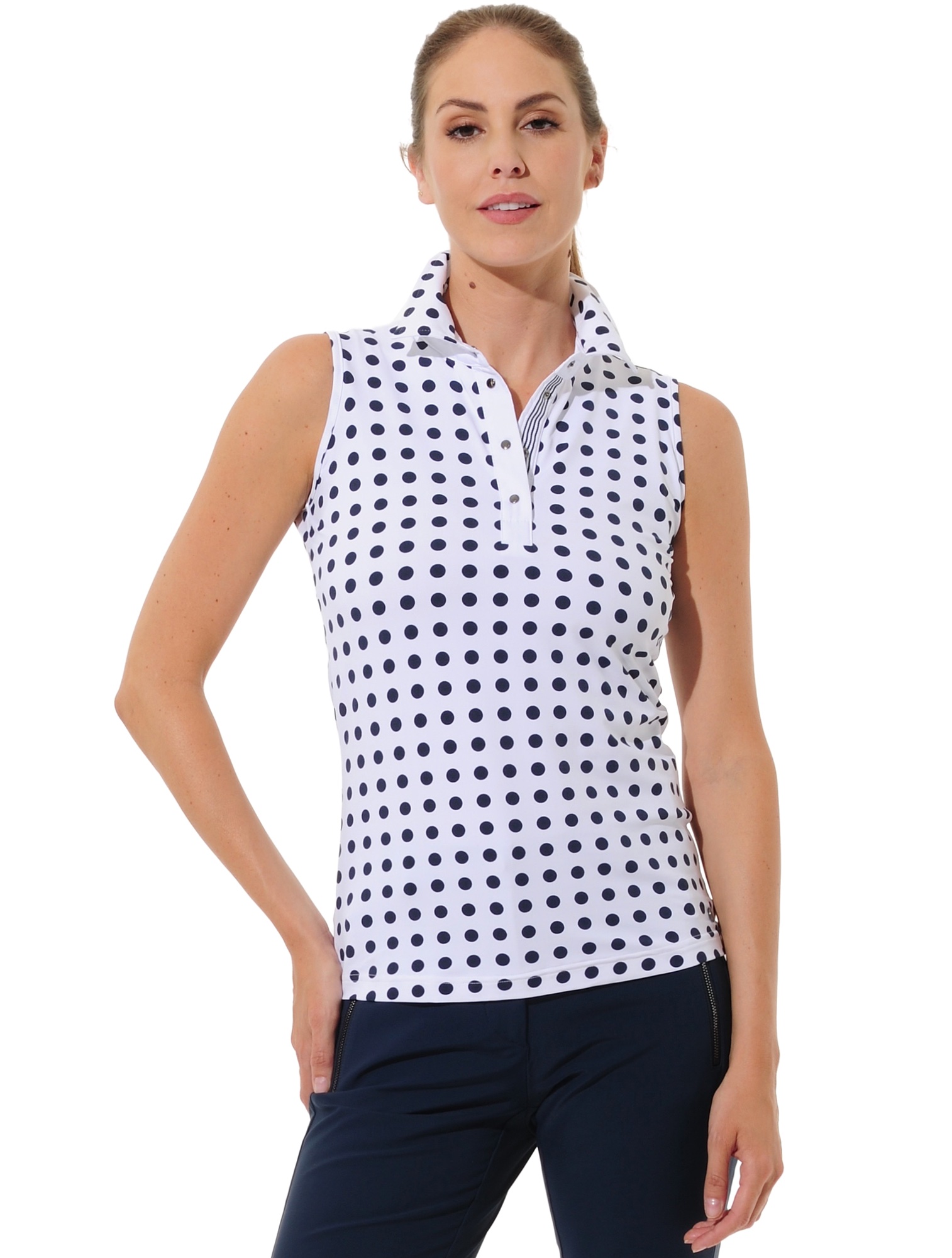 Dots print golf polo shirt navy