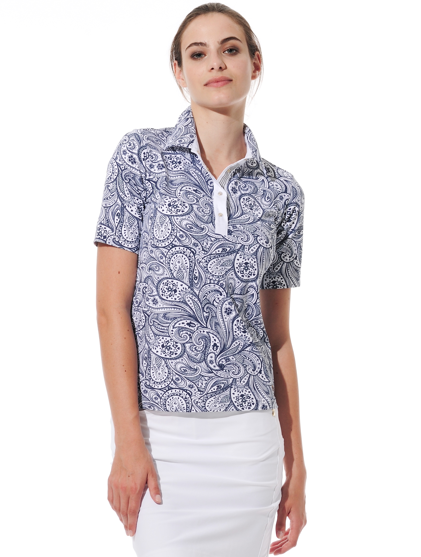 Paisley Print Polo navy