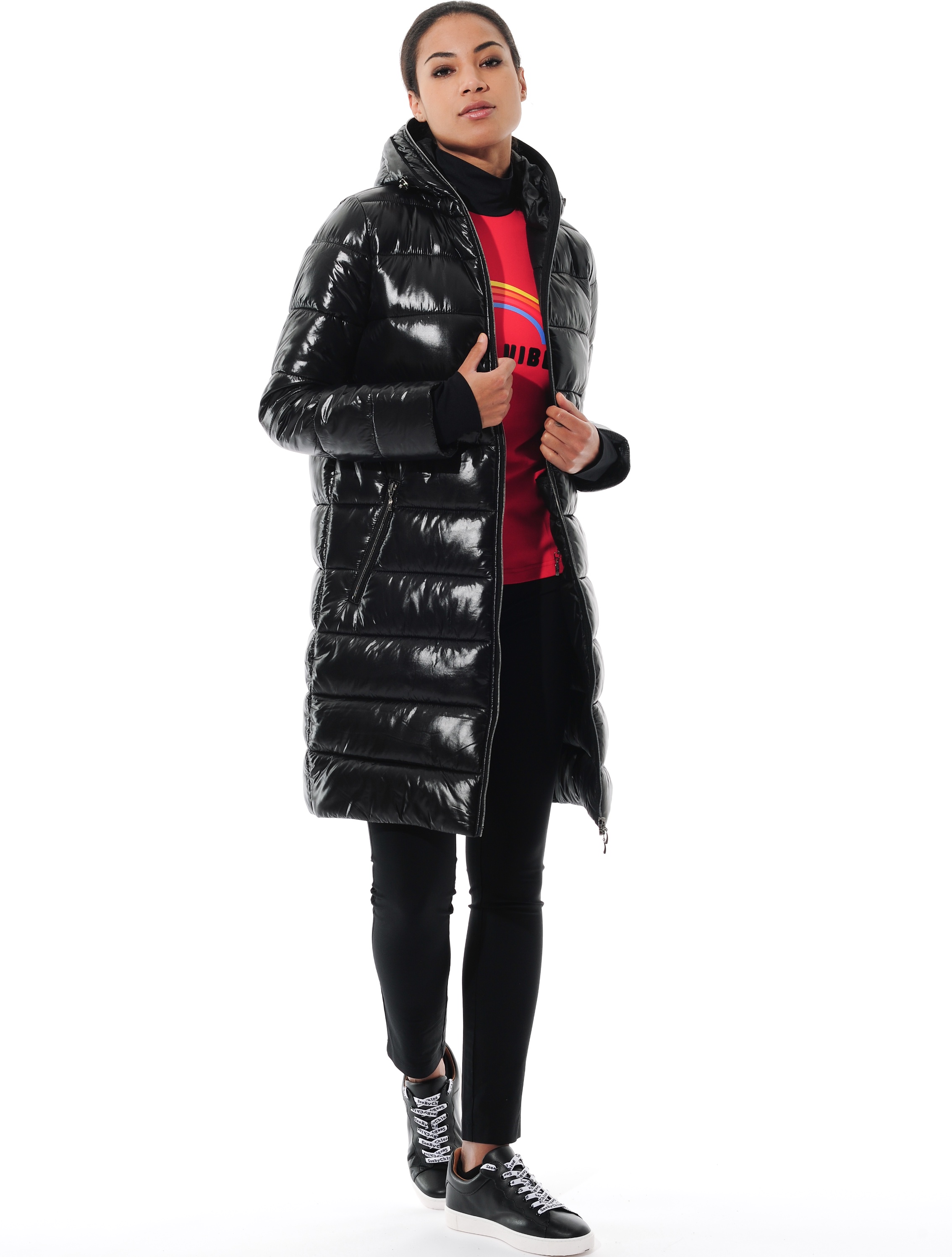 Shiny Puffer Coat black