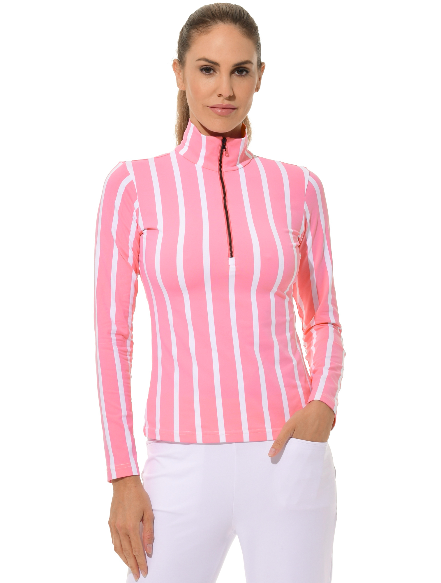 Cannes print zip longsleeve rose