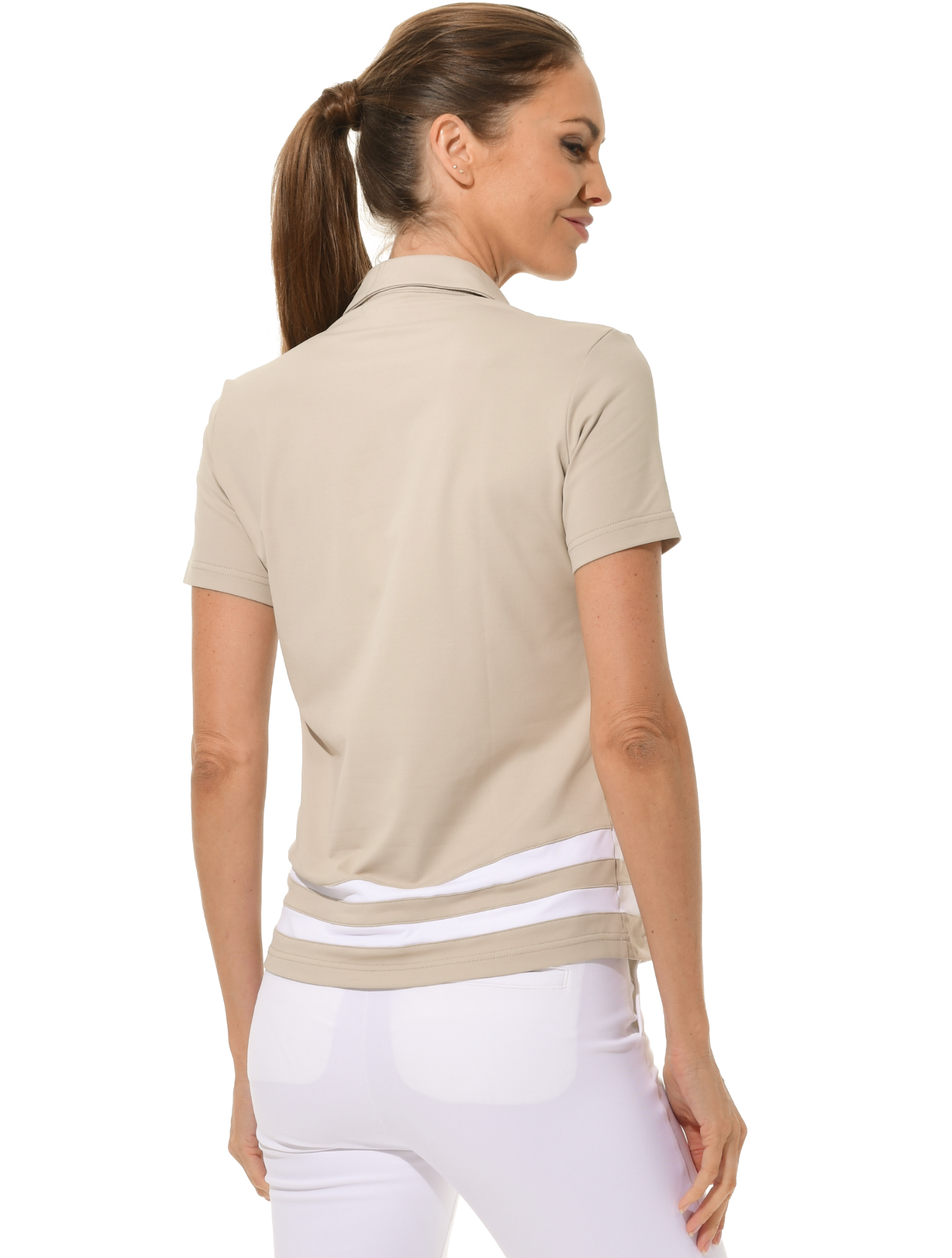 Jersey golf polo shirt light taupe/white