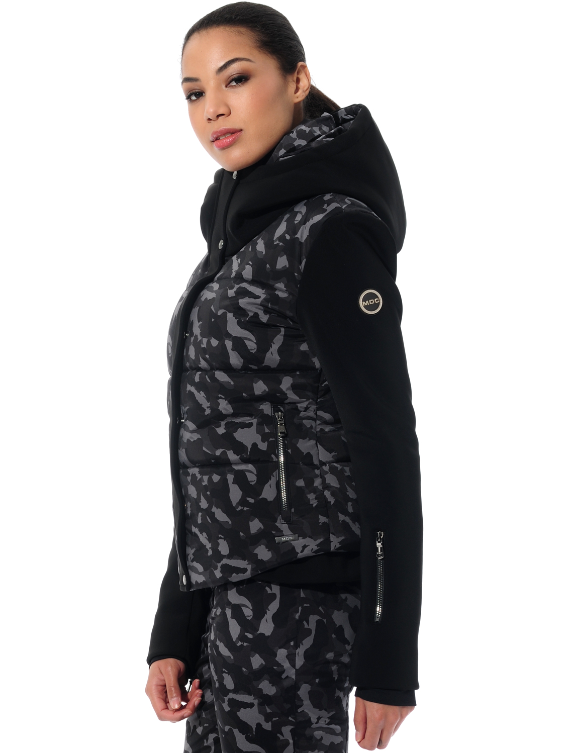 Stretch Print Skijacke camouflage/black